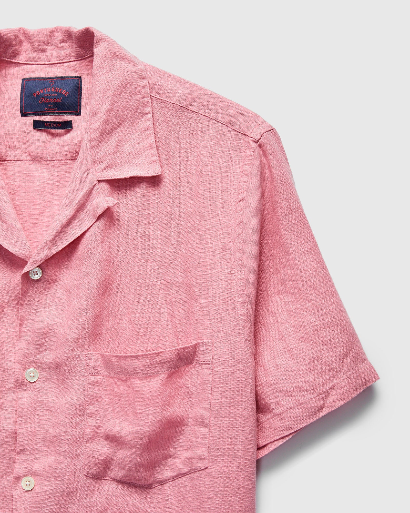 Linen Camp Collar Shirt in Rose - Image 5