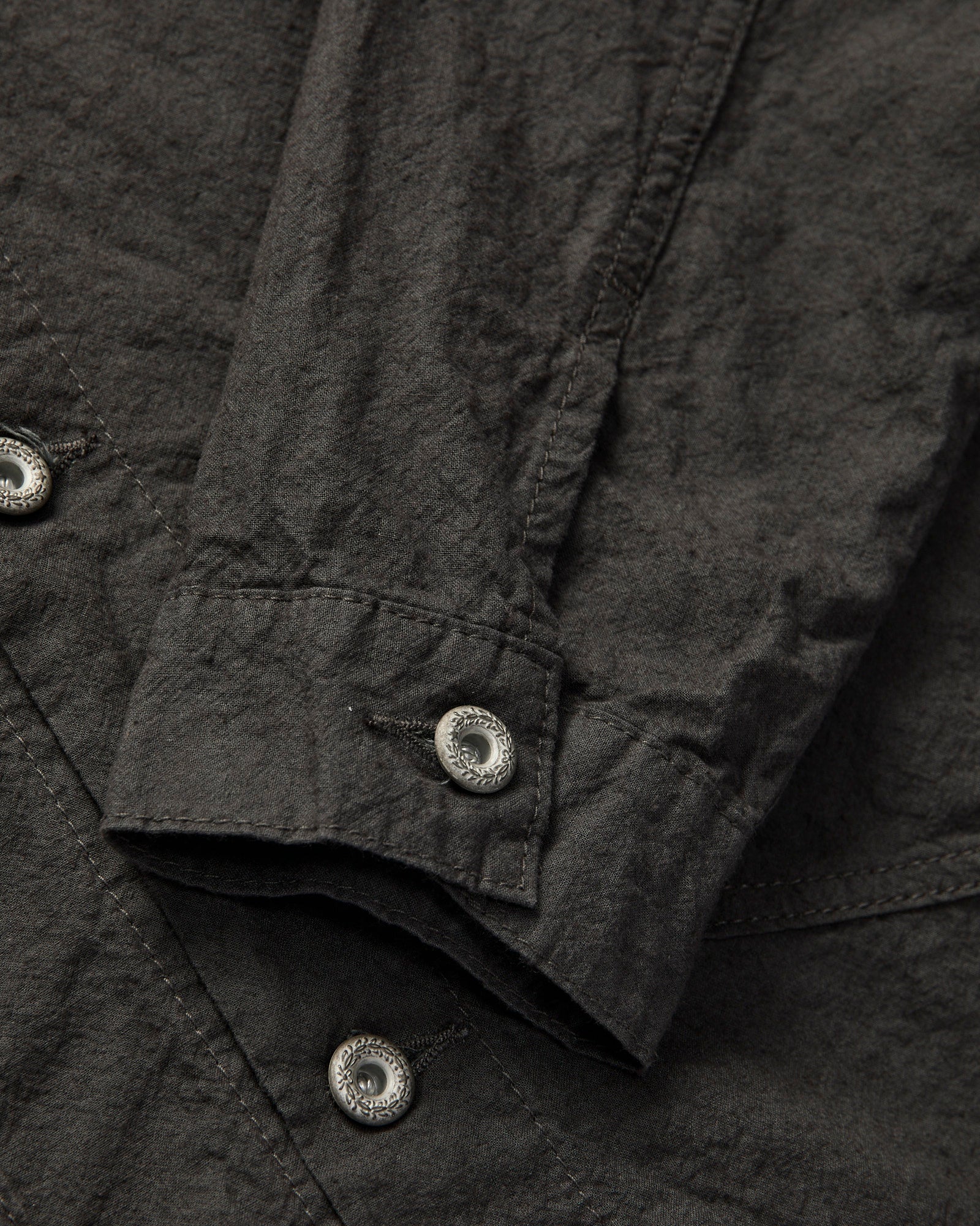 Linen Cotton Trucker Jacket in Charcoal - Image 6