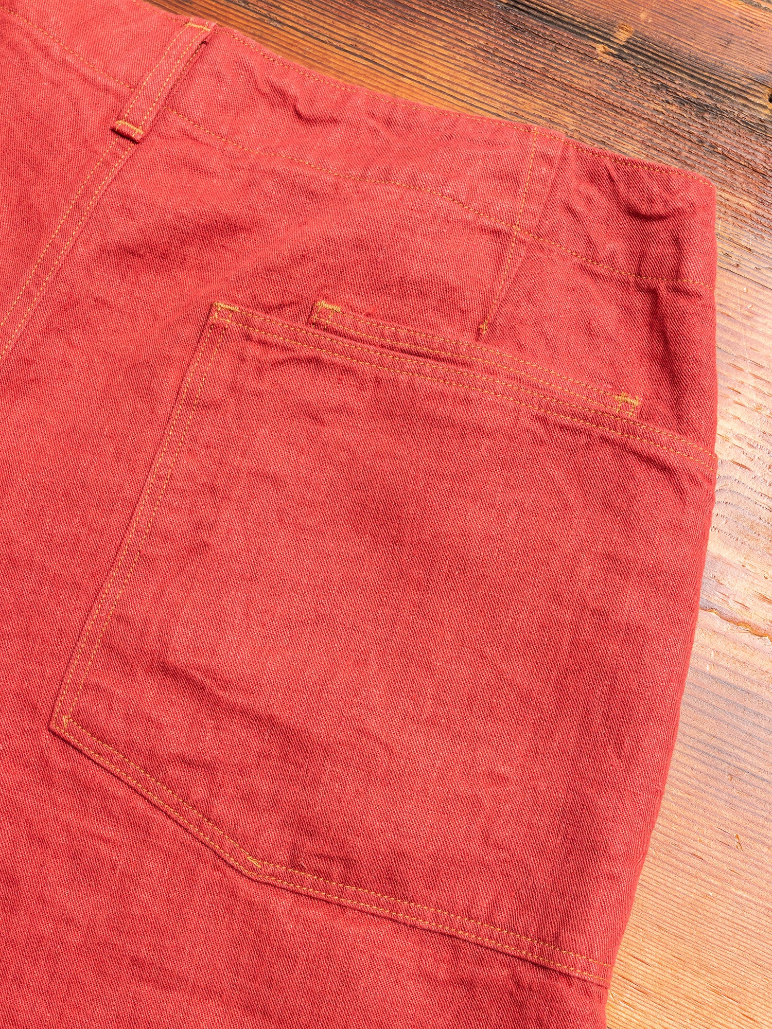 Linen Denim Shorts in Red - Image 7