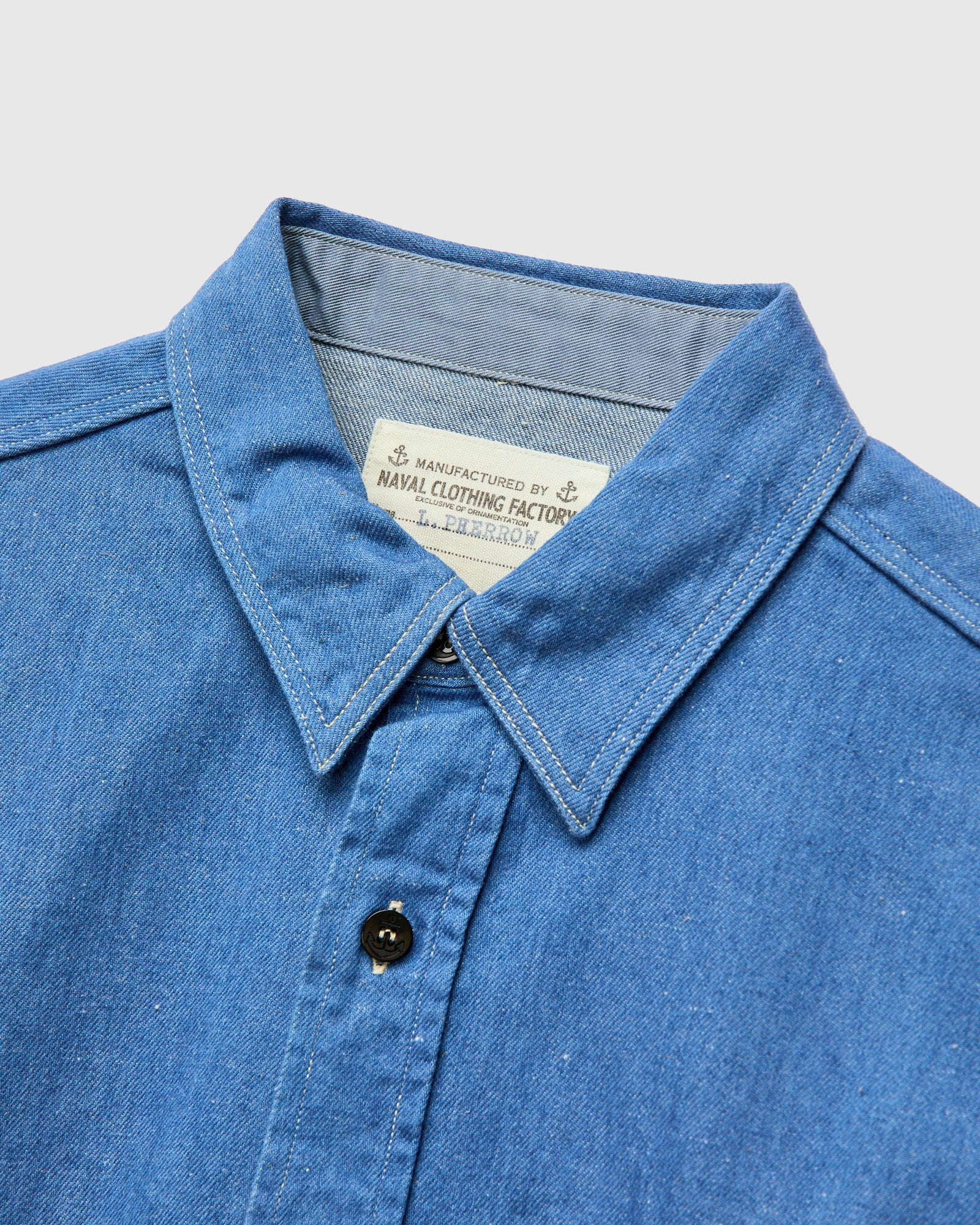 Linen Denim Workshirt in Sax - Image 3