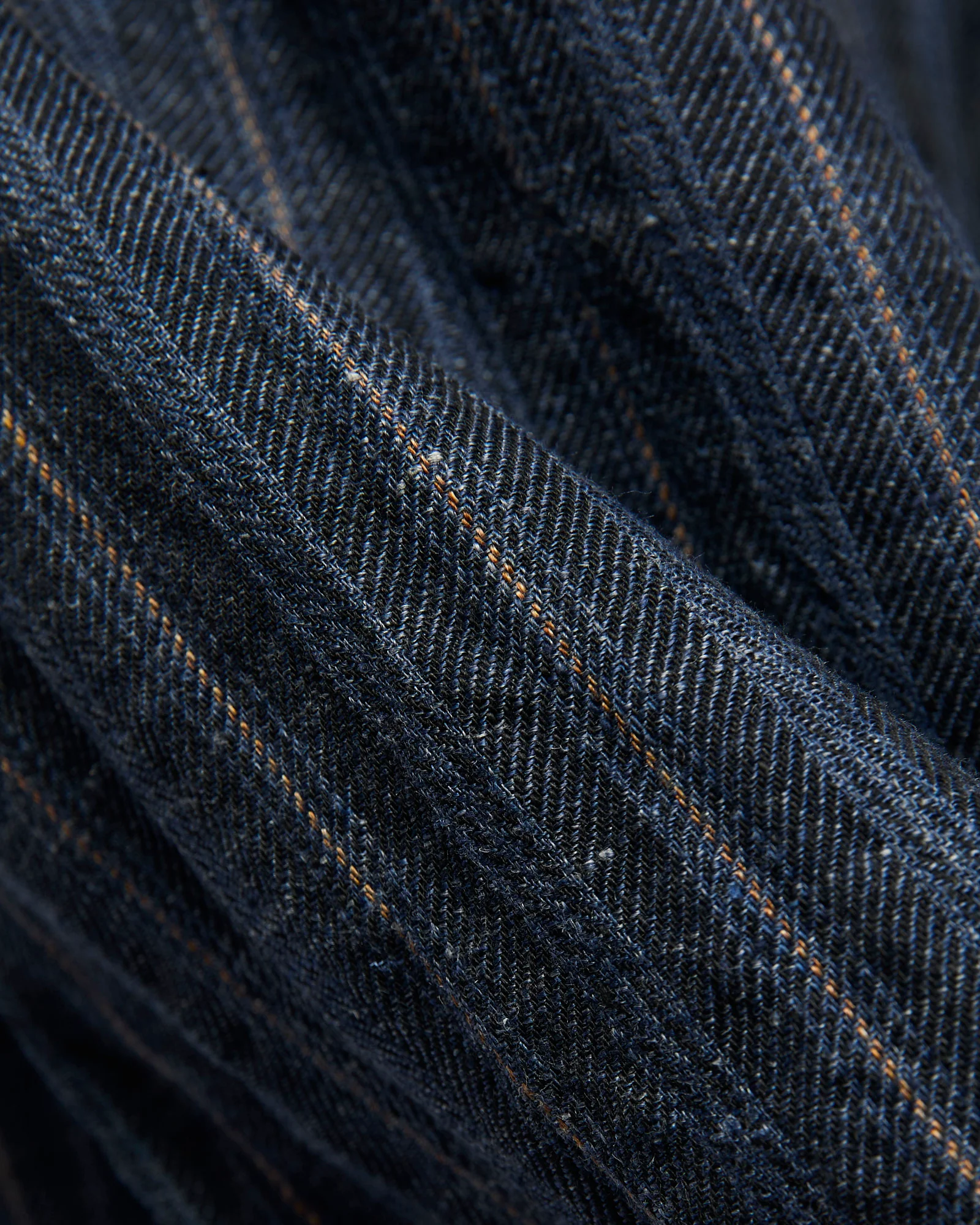 Linen Open Collar Shirt in Navy - Image 2