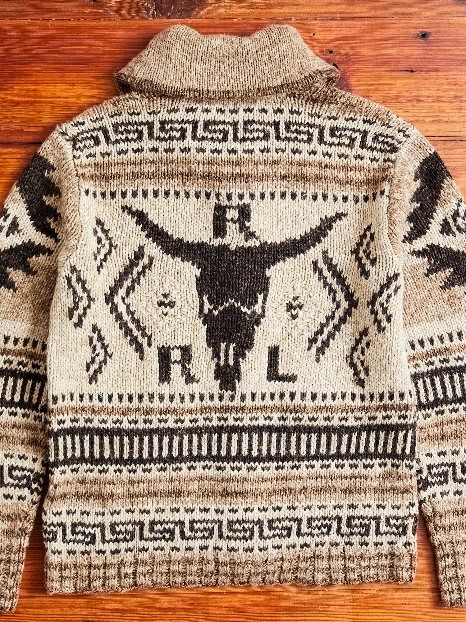 Linen-Silk Shawl Collar Cardigan in Brown Tan Multi - Image 13