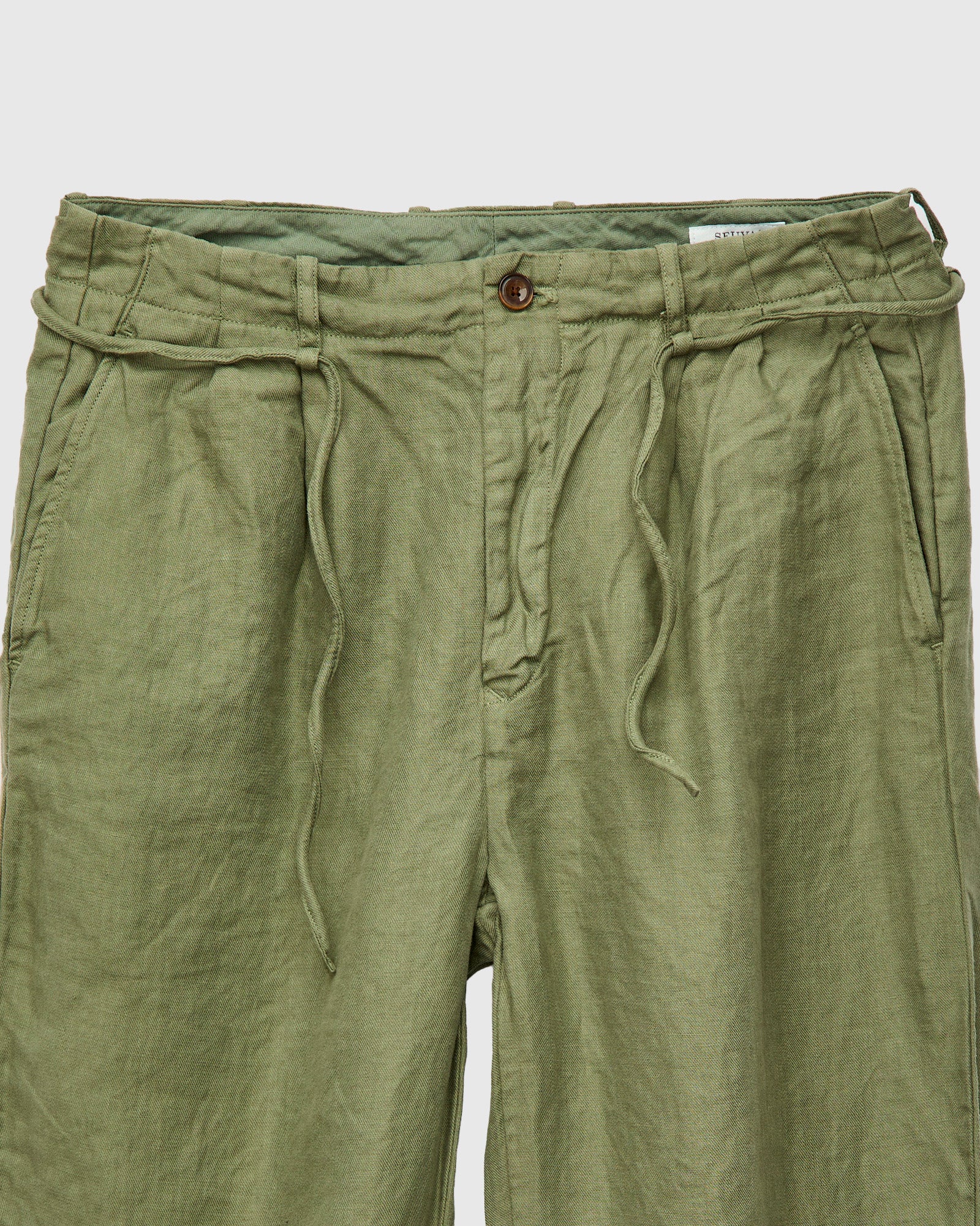 Linen 2Tuck Tapered Pants in Olive - Image 4