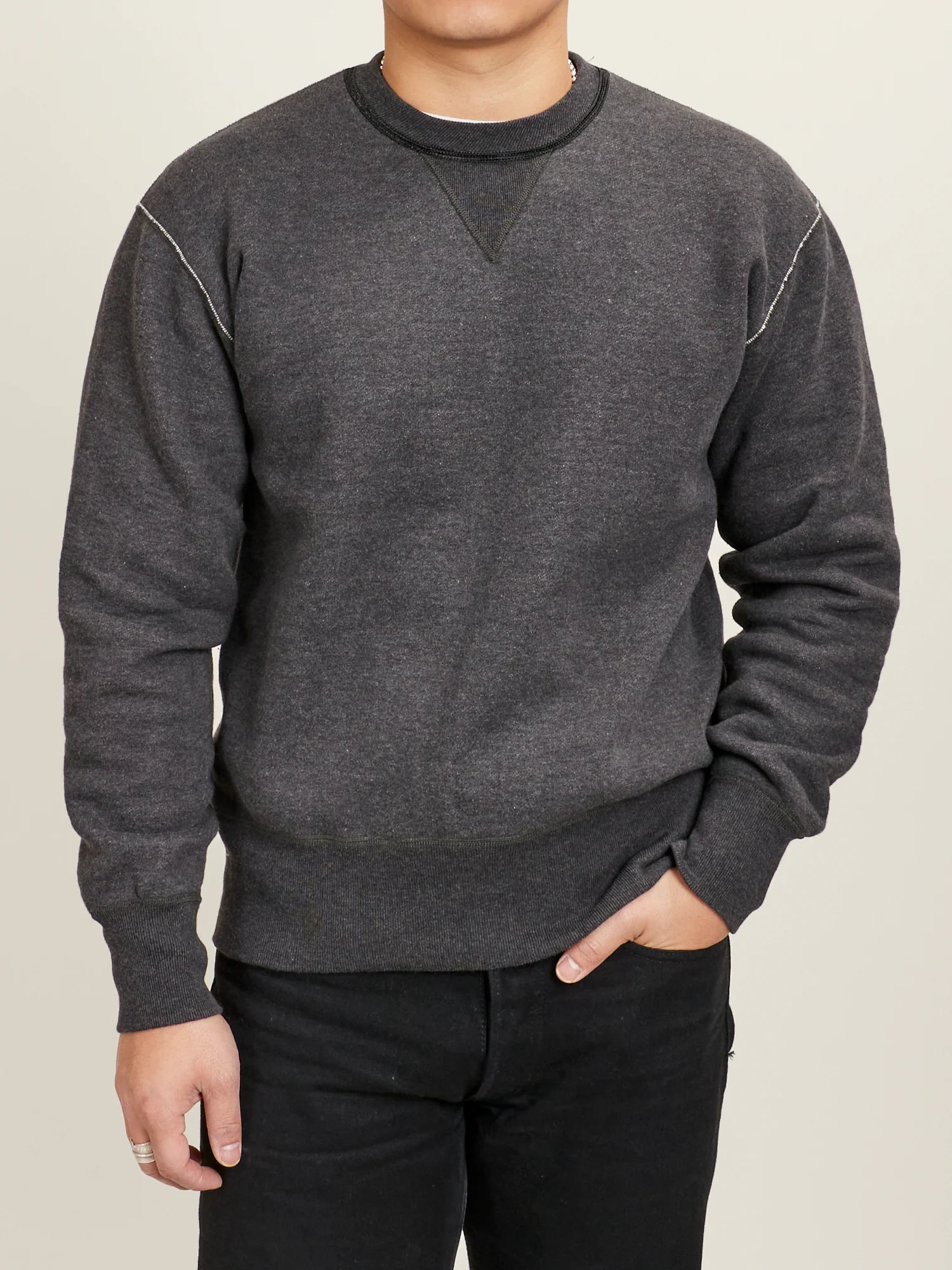 Loopwheel Crewneck Sweatshirt in Charcoal - Image 2
