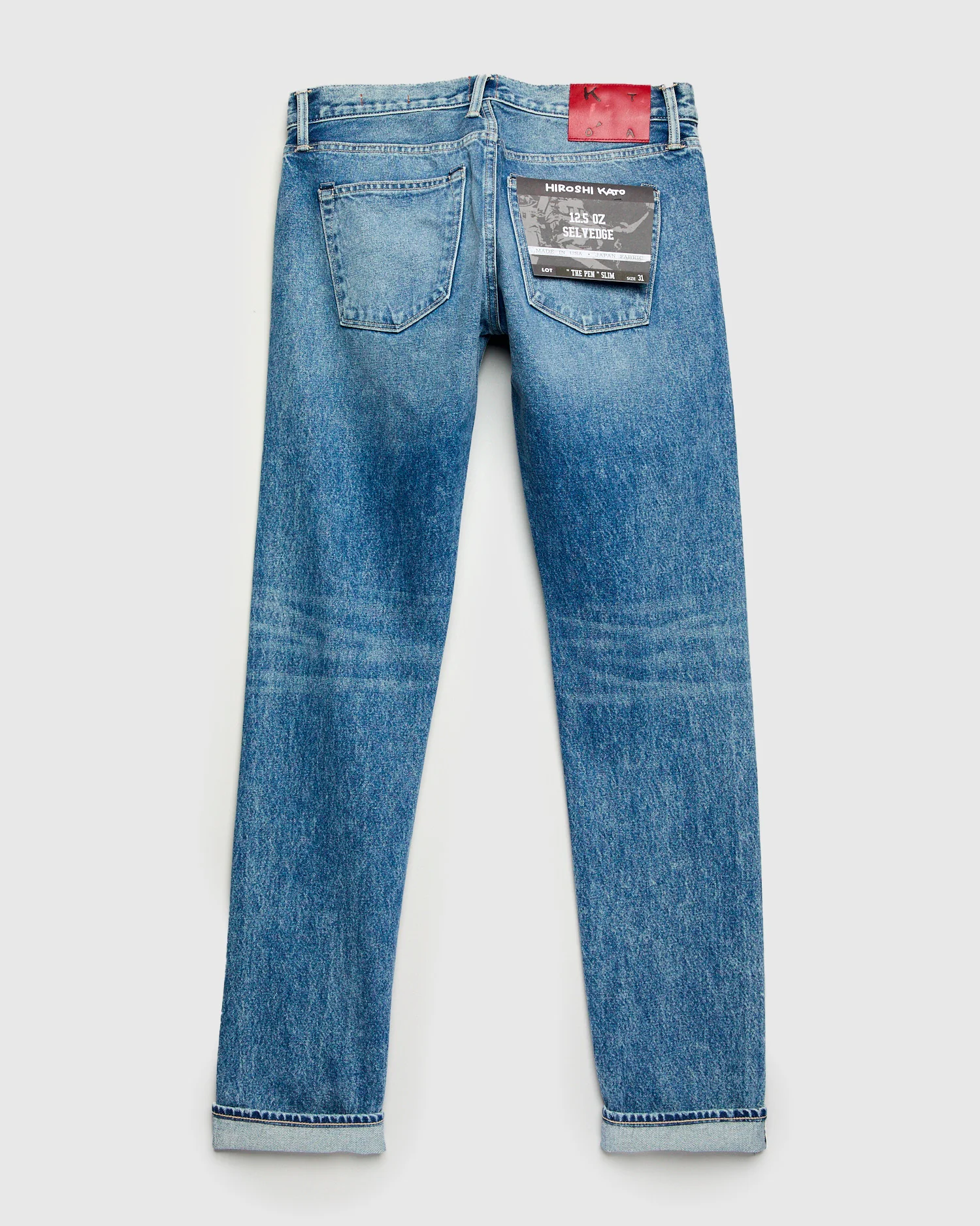 "Lou" 12.5oz Washed Natural Slub Selvedge Denim - Pen Slim - Image 2