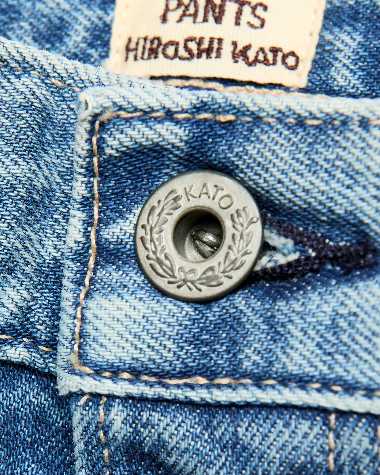 "Lou" 12.5oz Washed Natural Slub Selvedge Denim - Pen Slim - Image 7