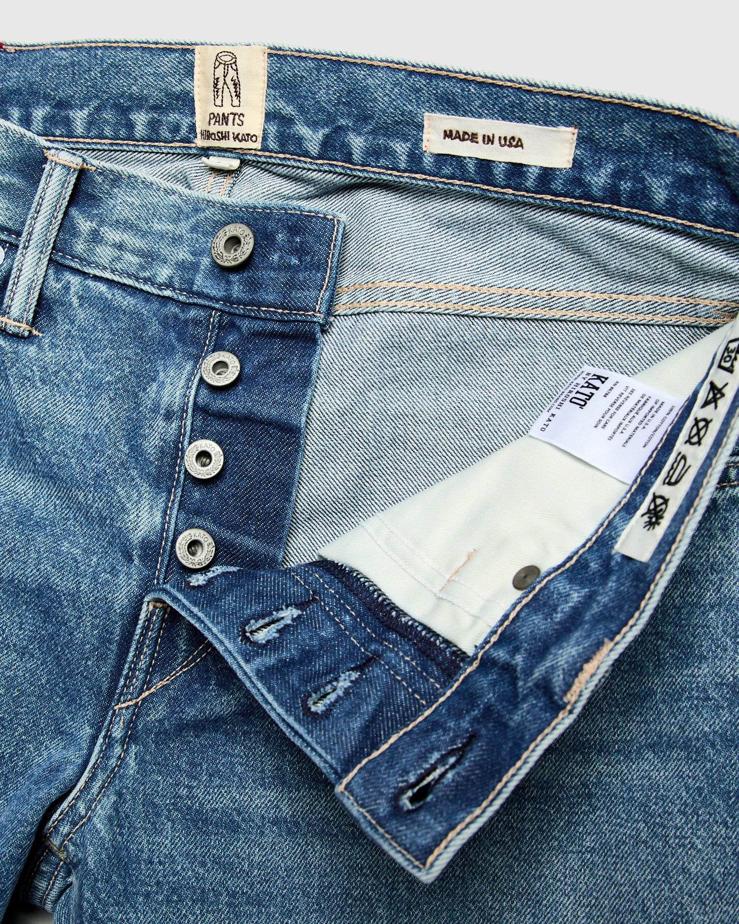 "Lou" 12.5oz Washed Natural Slub Selvedge Denim - Pen Slim - Image 8