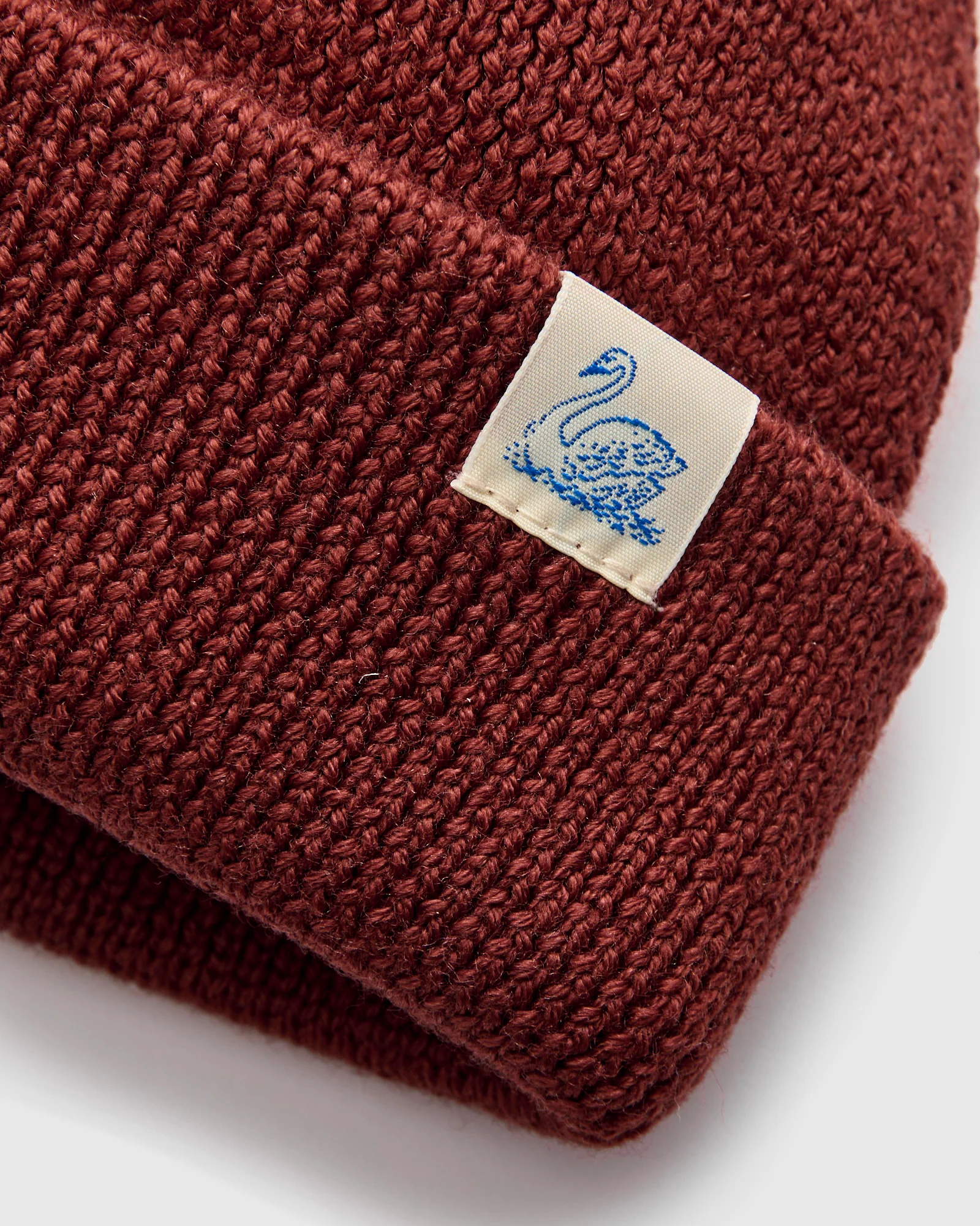 Merino Wool Ribbed Beanie in Clay - Image 2