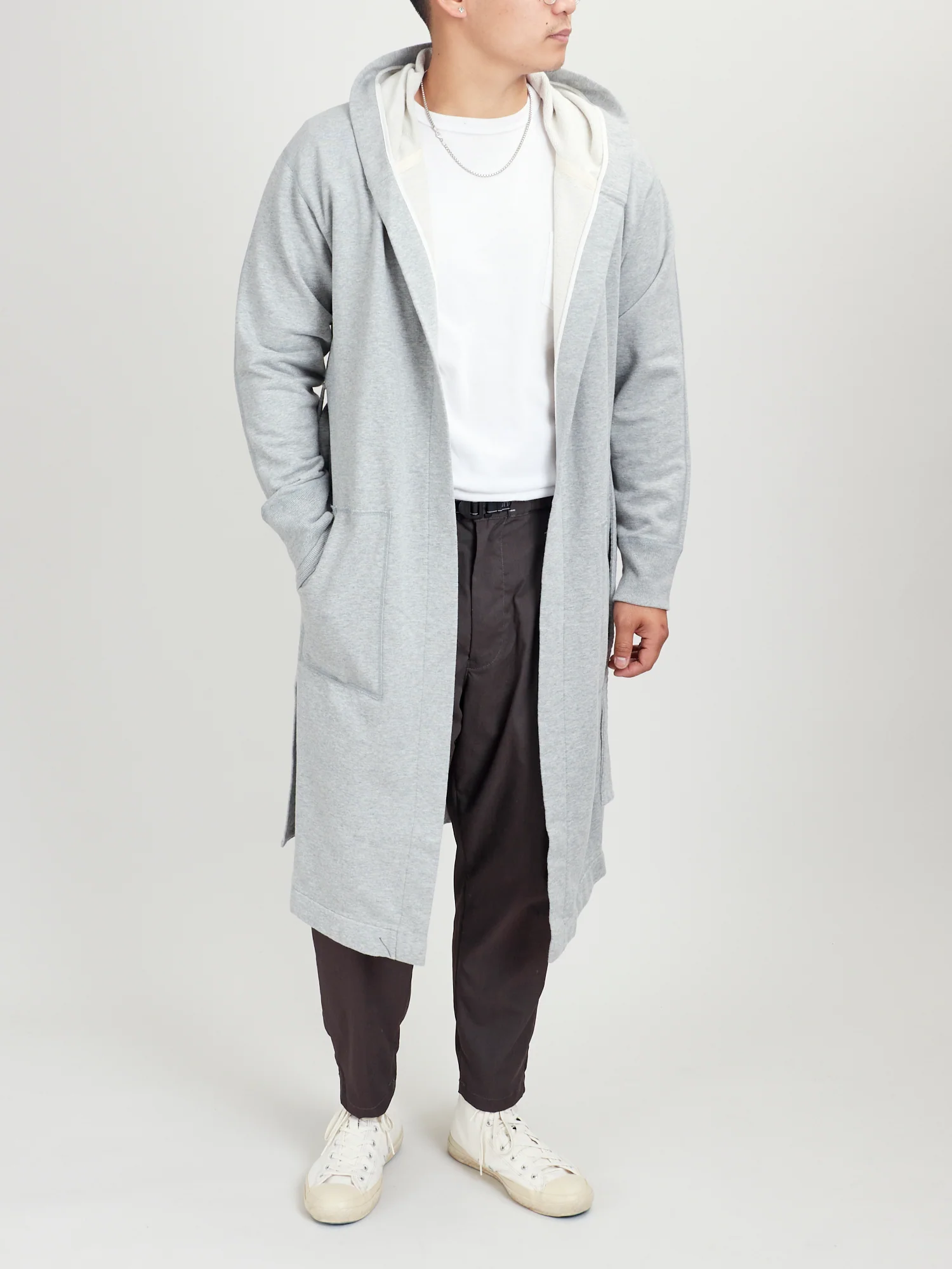 Midweight Terry Hooded Robe in Heather Grey - Image 13