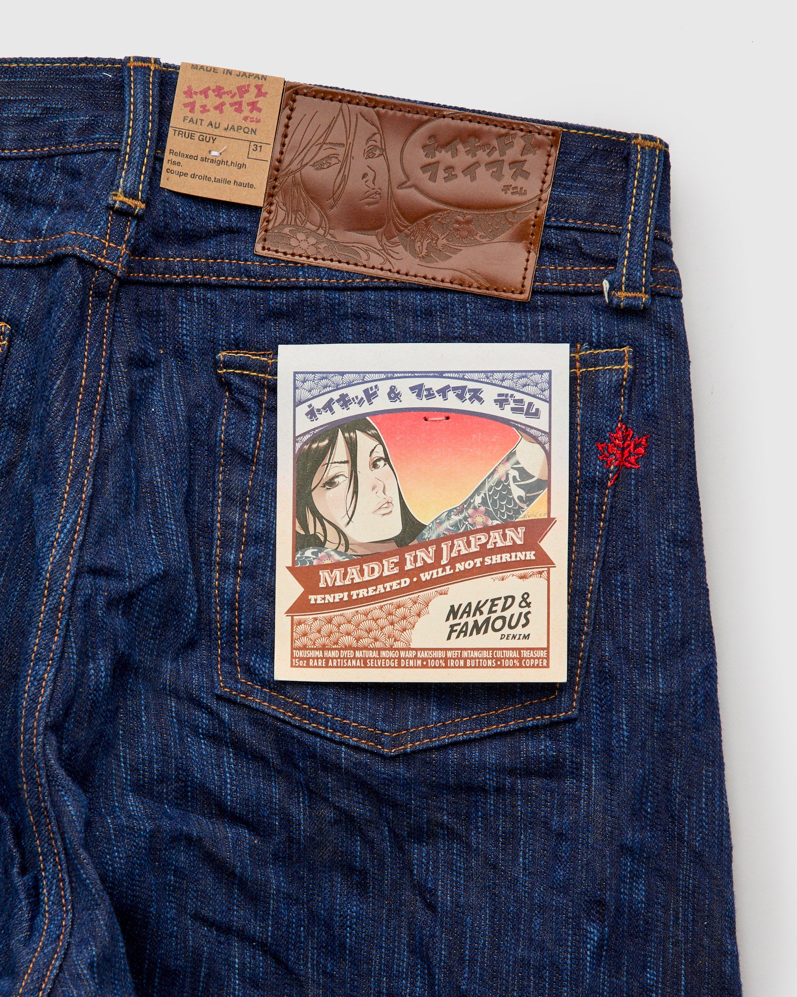 MIJ15 "Hand Dyed Natural Indigo x Kakishibu" 15oz Selvedge Denim - True Guy Fit - Image 4
