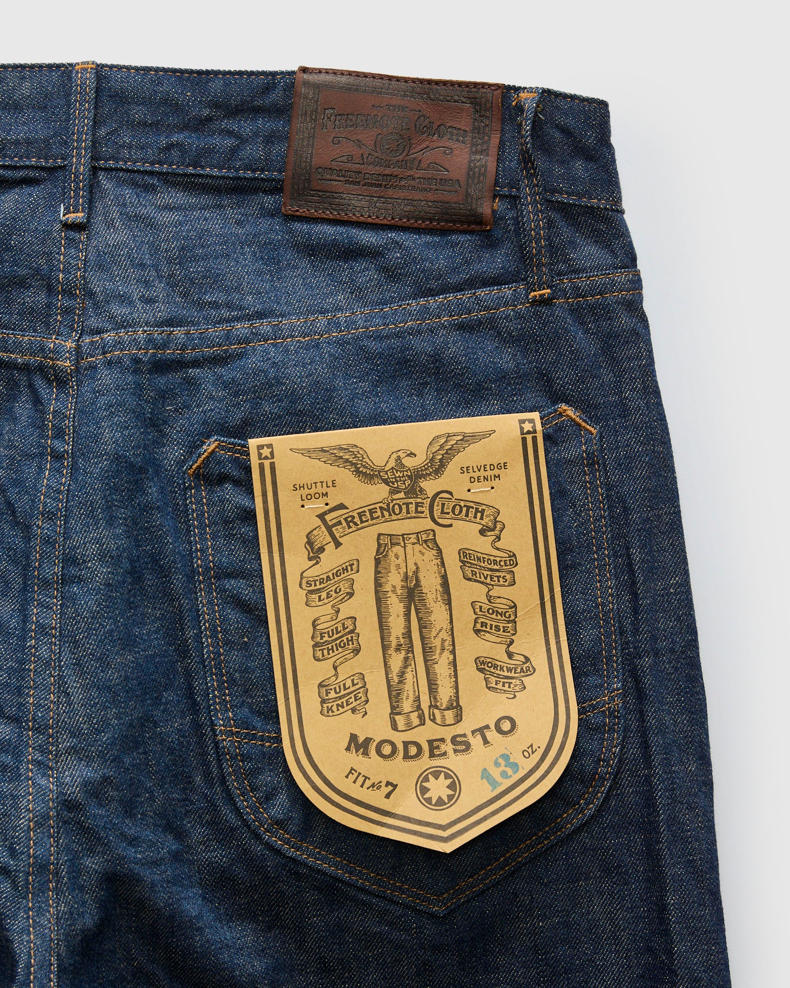 "Natural Rinsed Modesto" 13oz Selvedge Denim - Straight Fit - Image 4