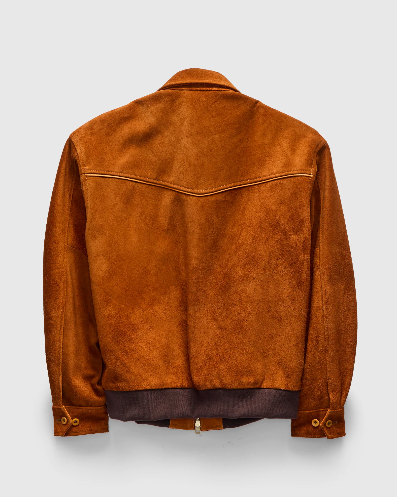 MSP-4043 Western Yoke Leather Jacket in Brown Suede - Image 3