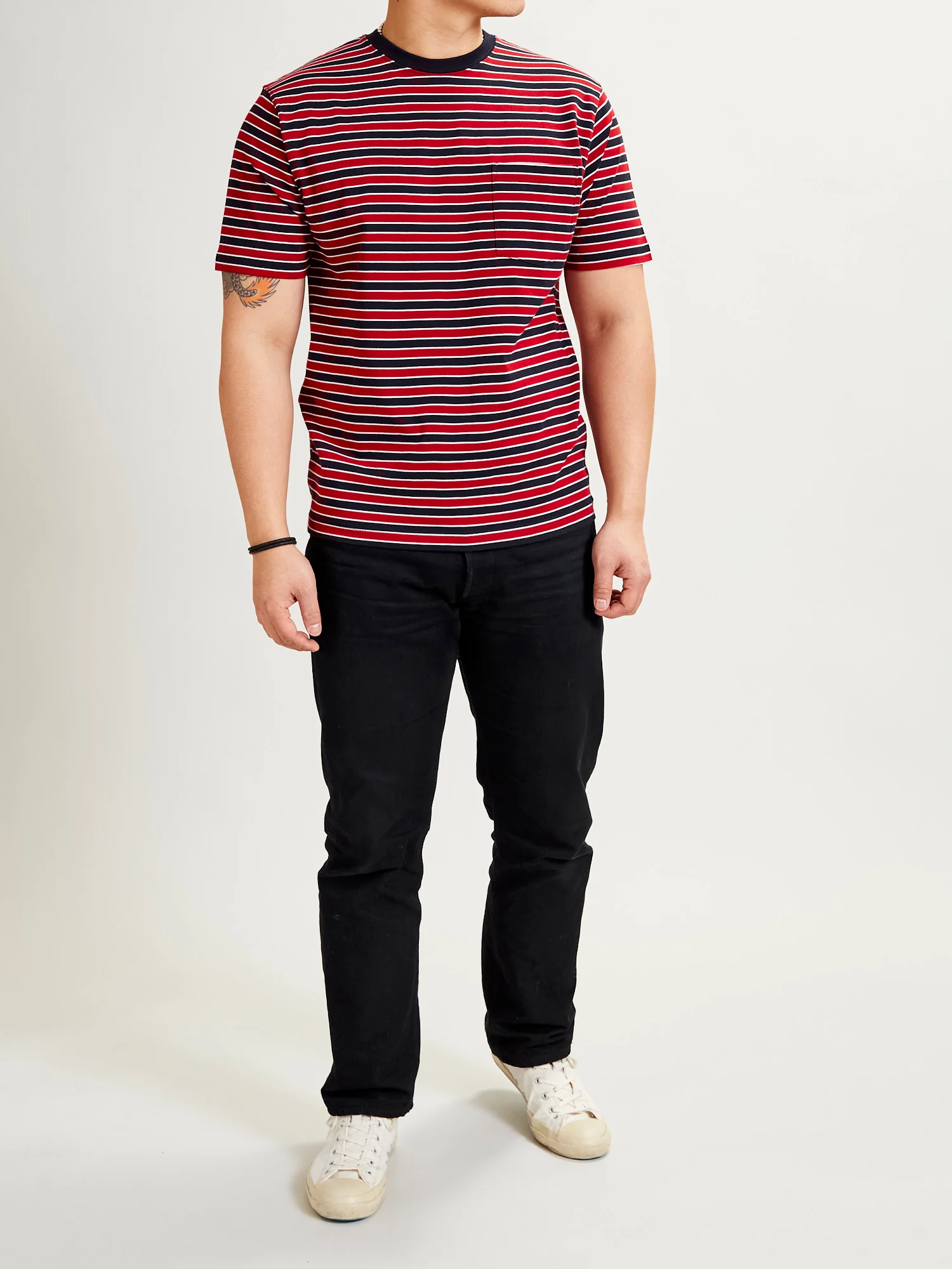 Multistripe Pocket T-Shirt in Navy - Image 8