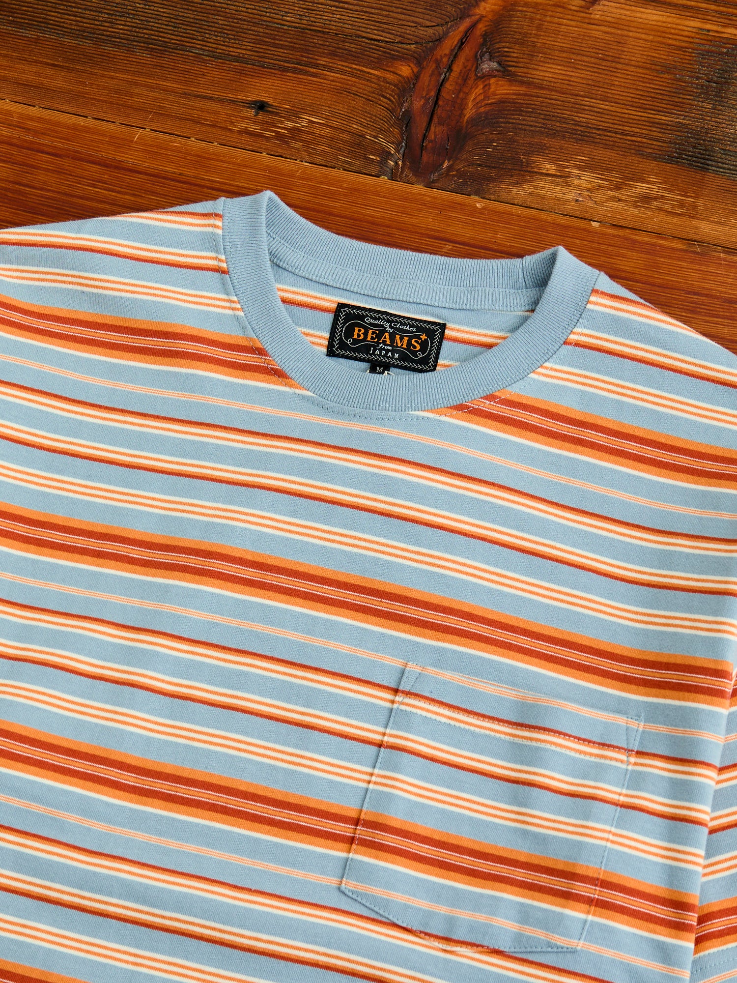 Multistripe Pocket T-Shirt in Sax - Image 3