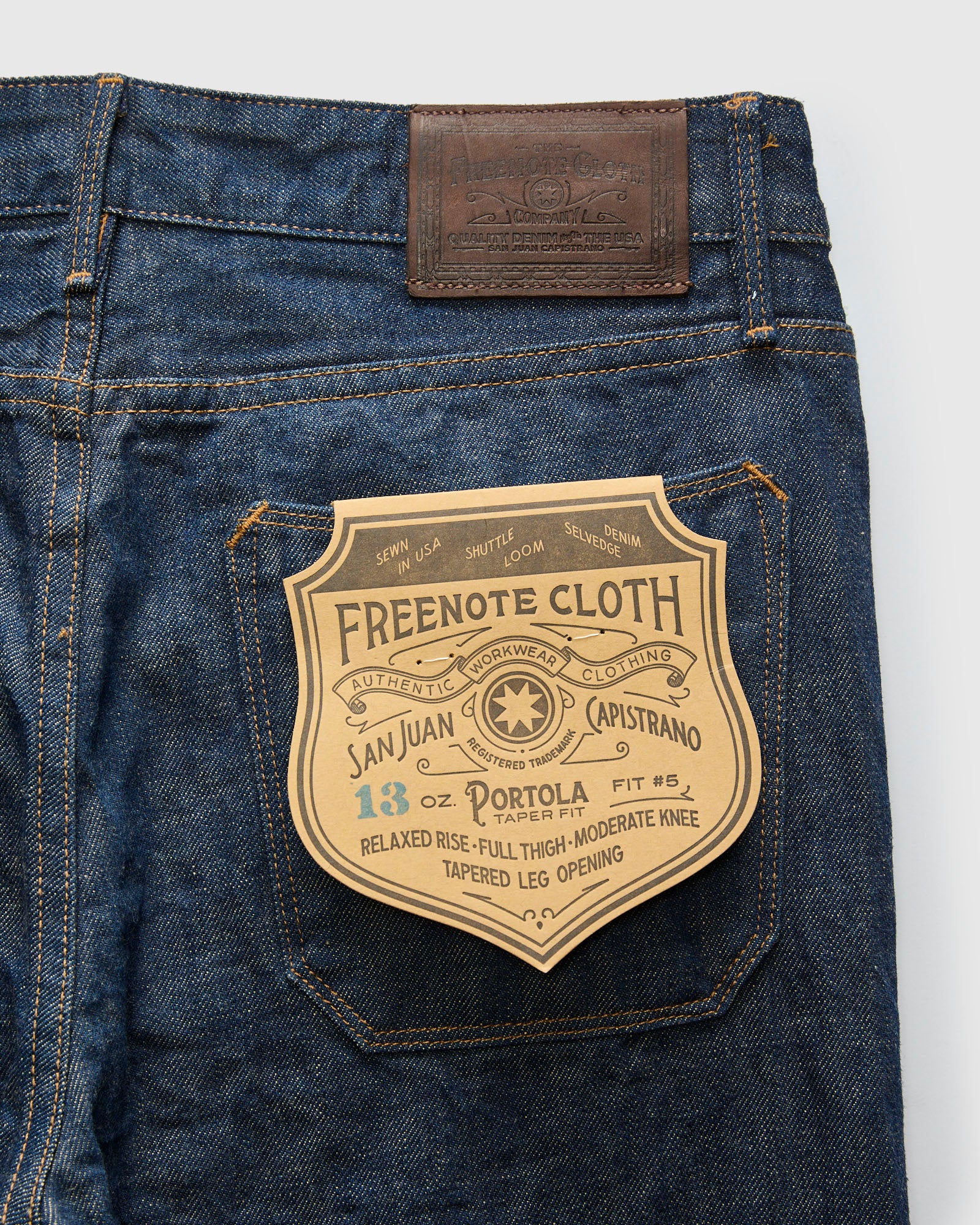 "Natural Rinsed Portola" 13oz Selvedge Denim - Tapered Fit - Image 4