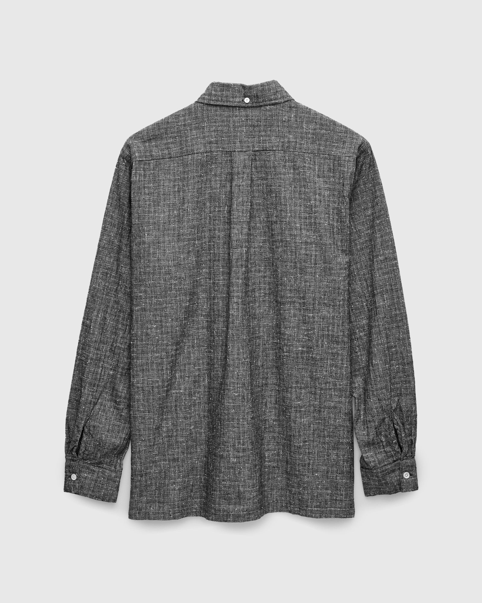 Nep Check Linen Button-Down Shirt in Charcoal - Image 2