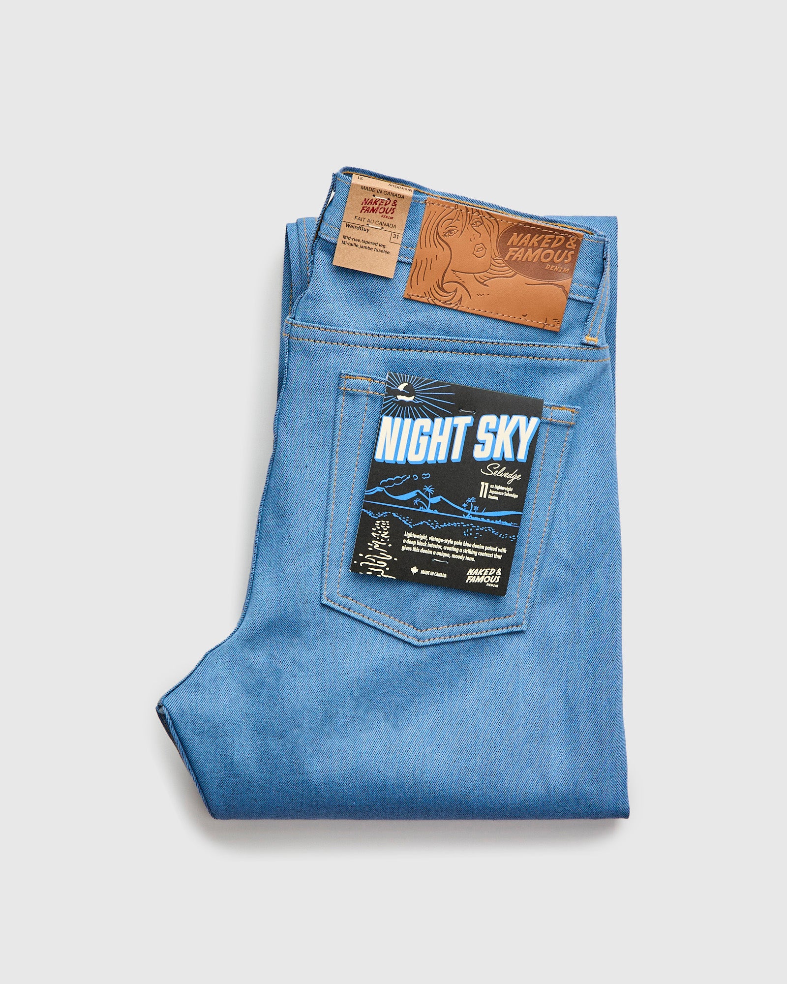 "Night Sky" 11oz Pale Indigo Selvedge Denim - Weird Guy Fit
