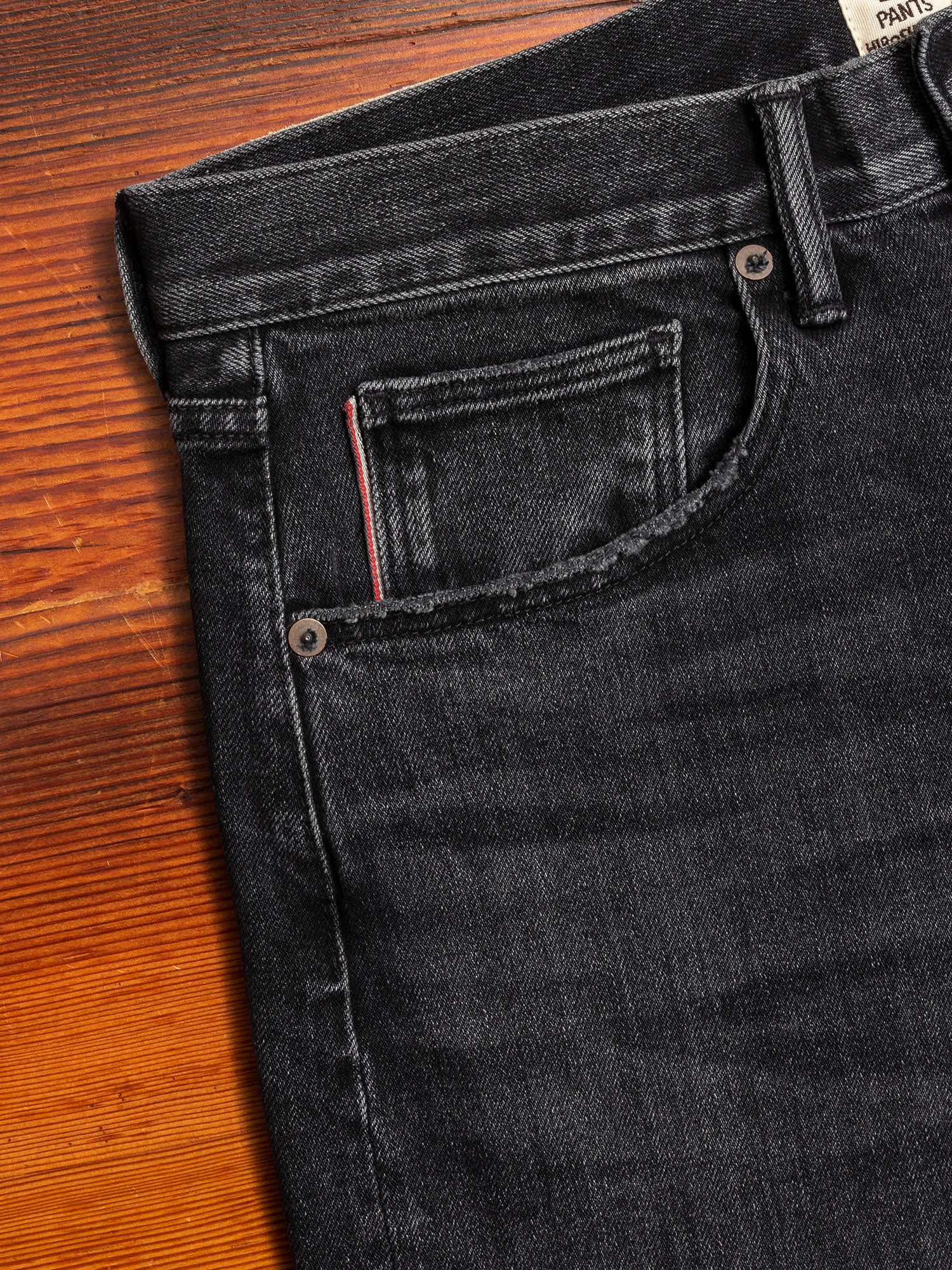 "Noel" 14oz Washed Black Stretch Selvedge Denim - Scissors Slim Tapered - Image 5