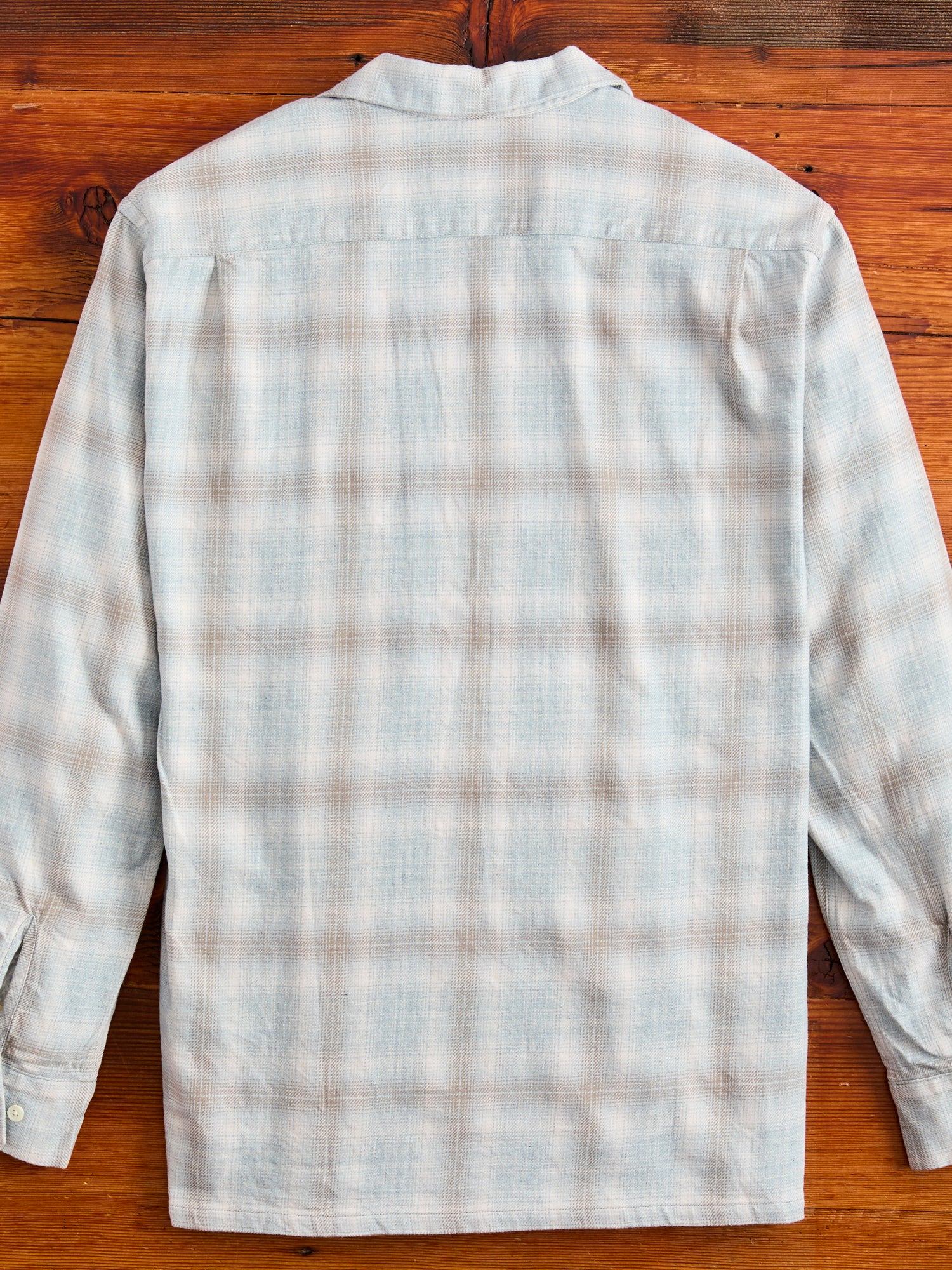 Open Collar Indigo Ombre Button-Down Shirt in Grey - Image 3