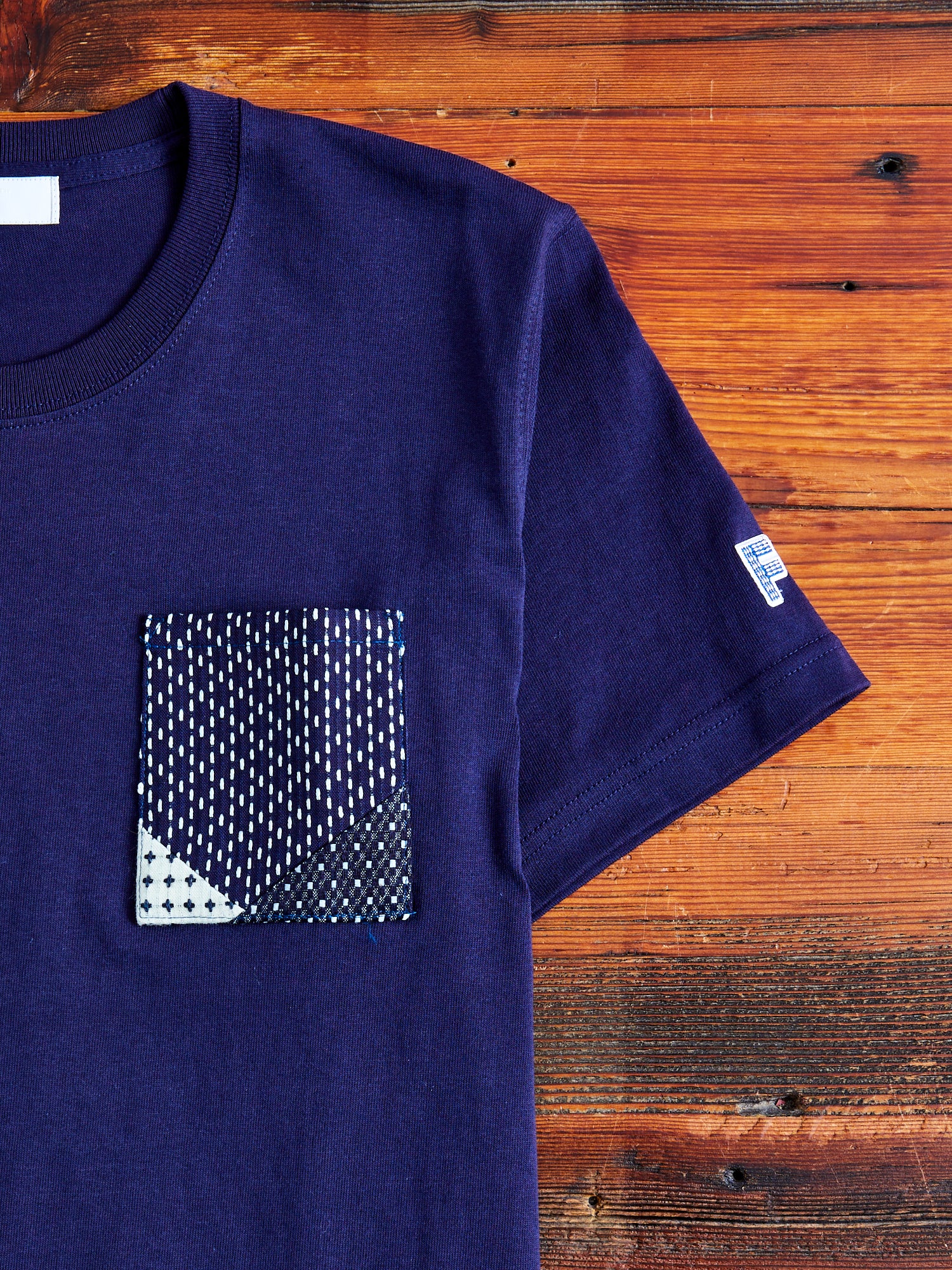 Origami Pocket T-Shirt in Stitched Indigo - Image 4