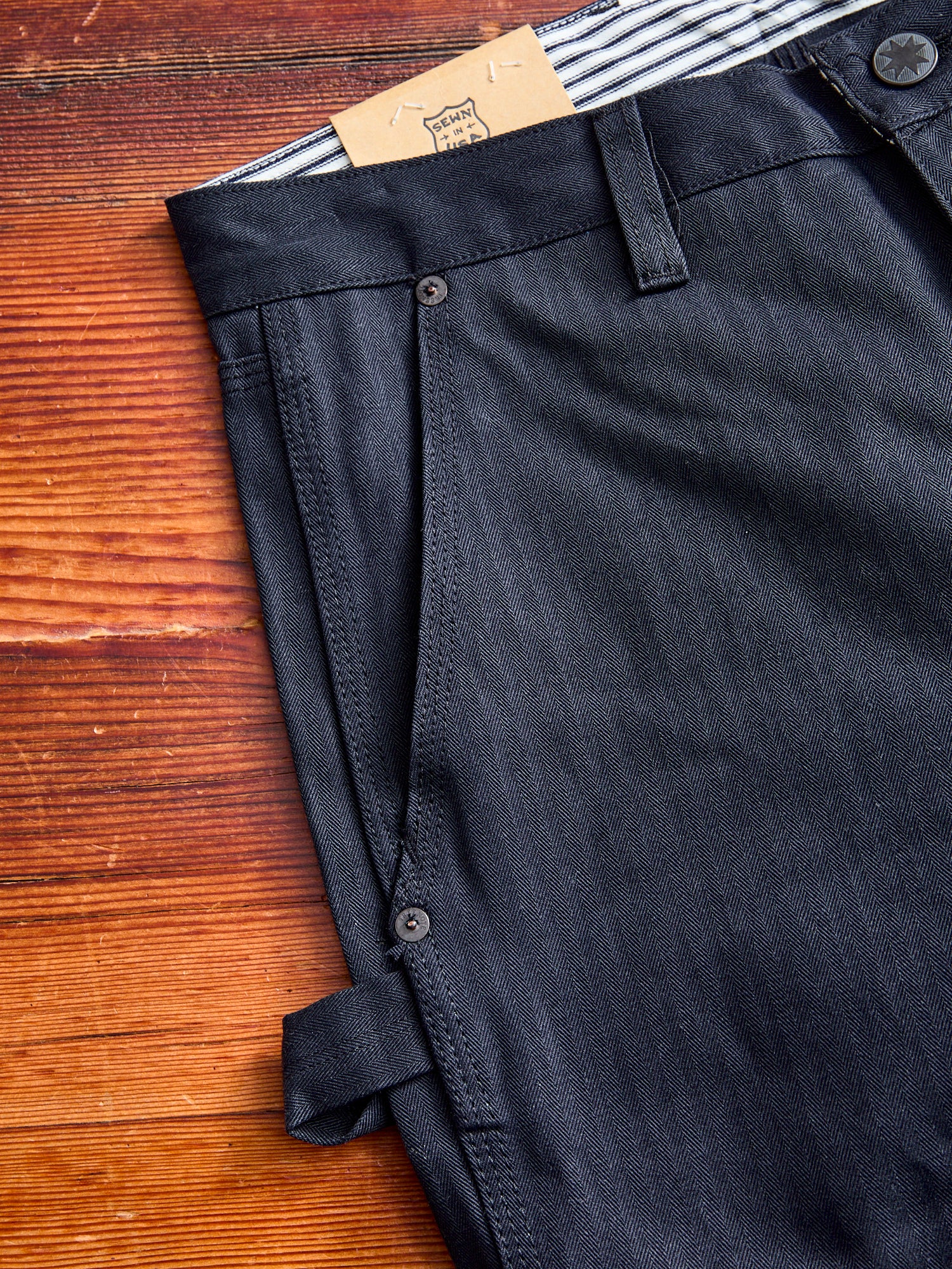 Ortega Pant in Black Herringbone - Image 4