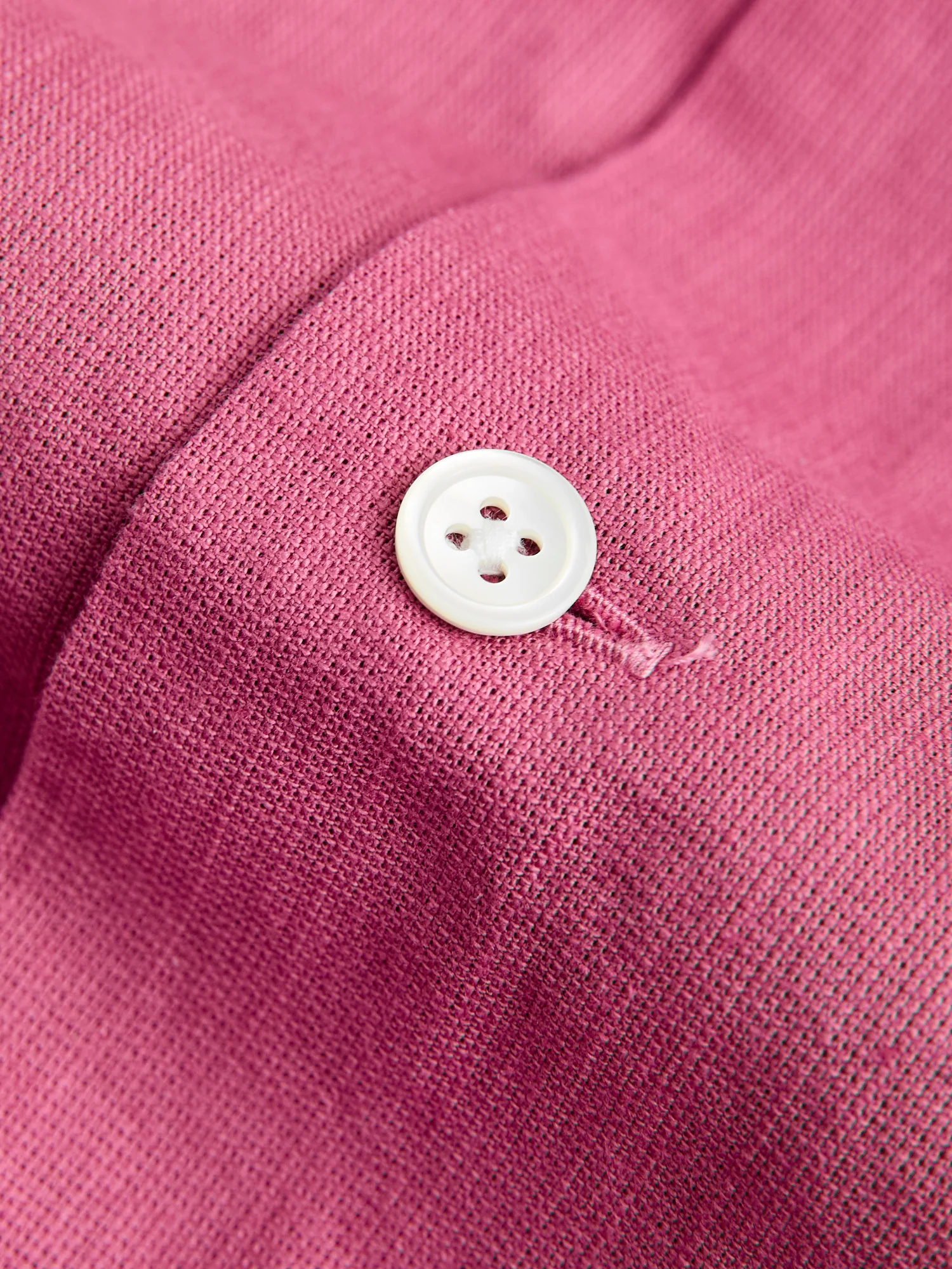 Panama Cloth Open Collar Shirt in Dusty Pink - Image 6