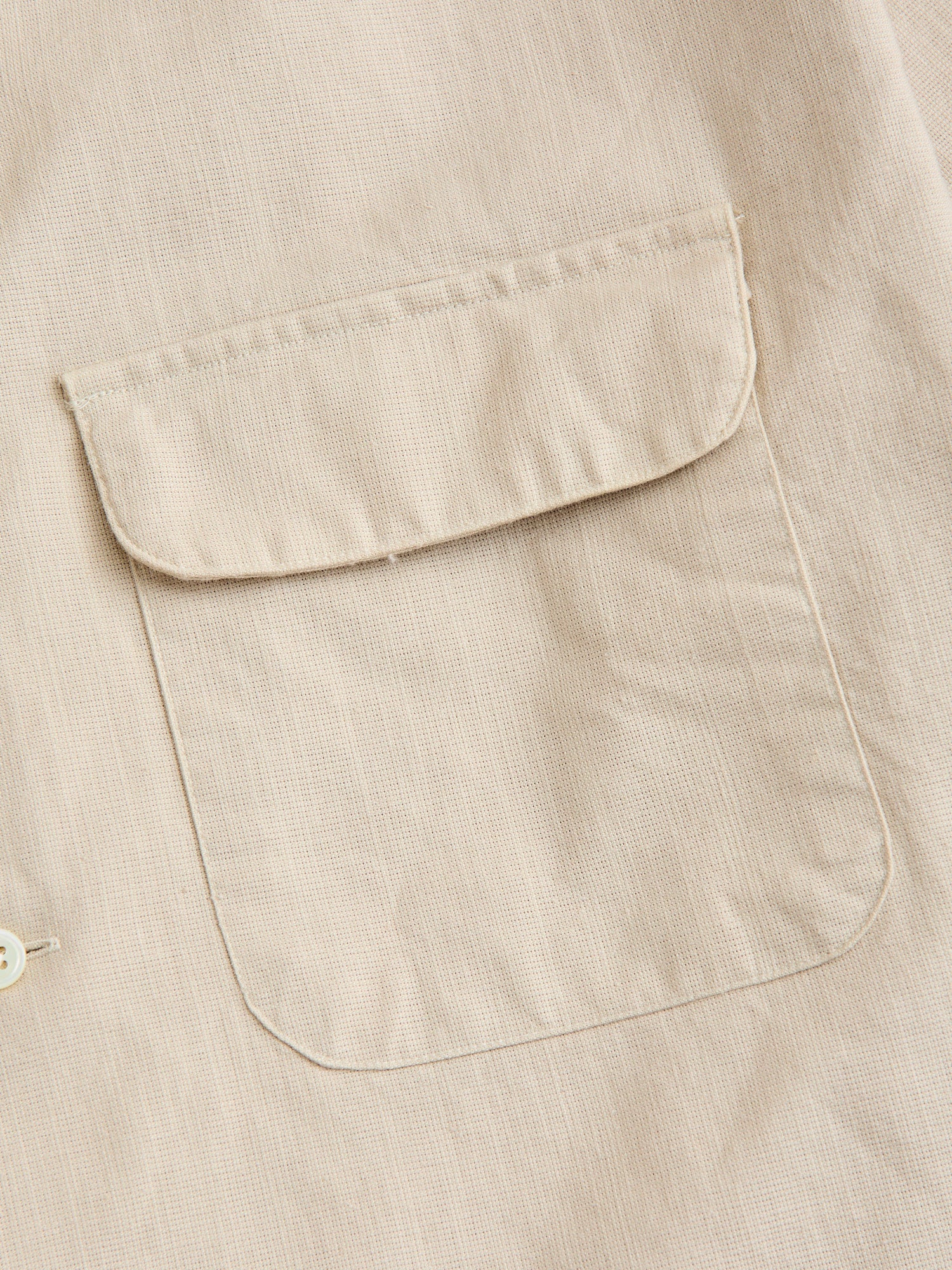 Panama Cloth Open Collar Shirt in Sand - Image 5