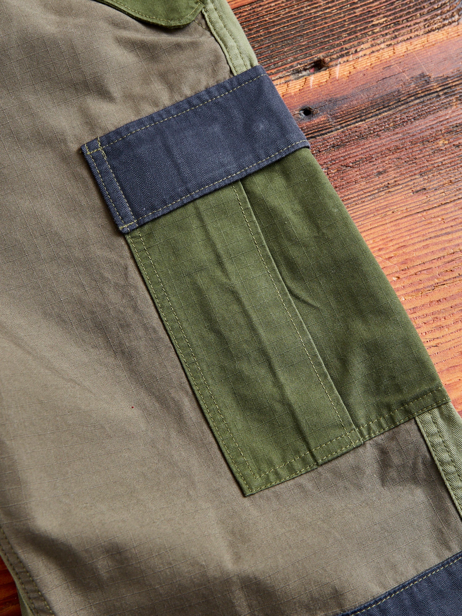Patchwork Cargo Pants in Khaki - Image 7