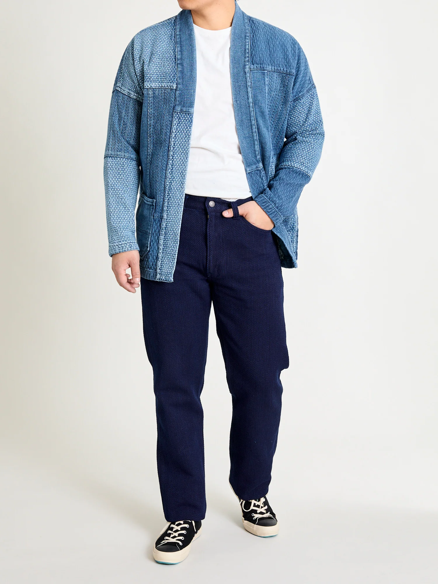 Patchwork Haori Jacket in Indigo 3-Year Wash - Image 8