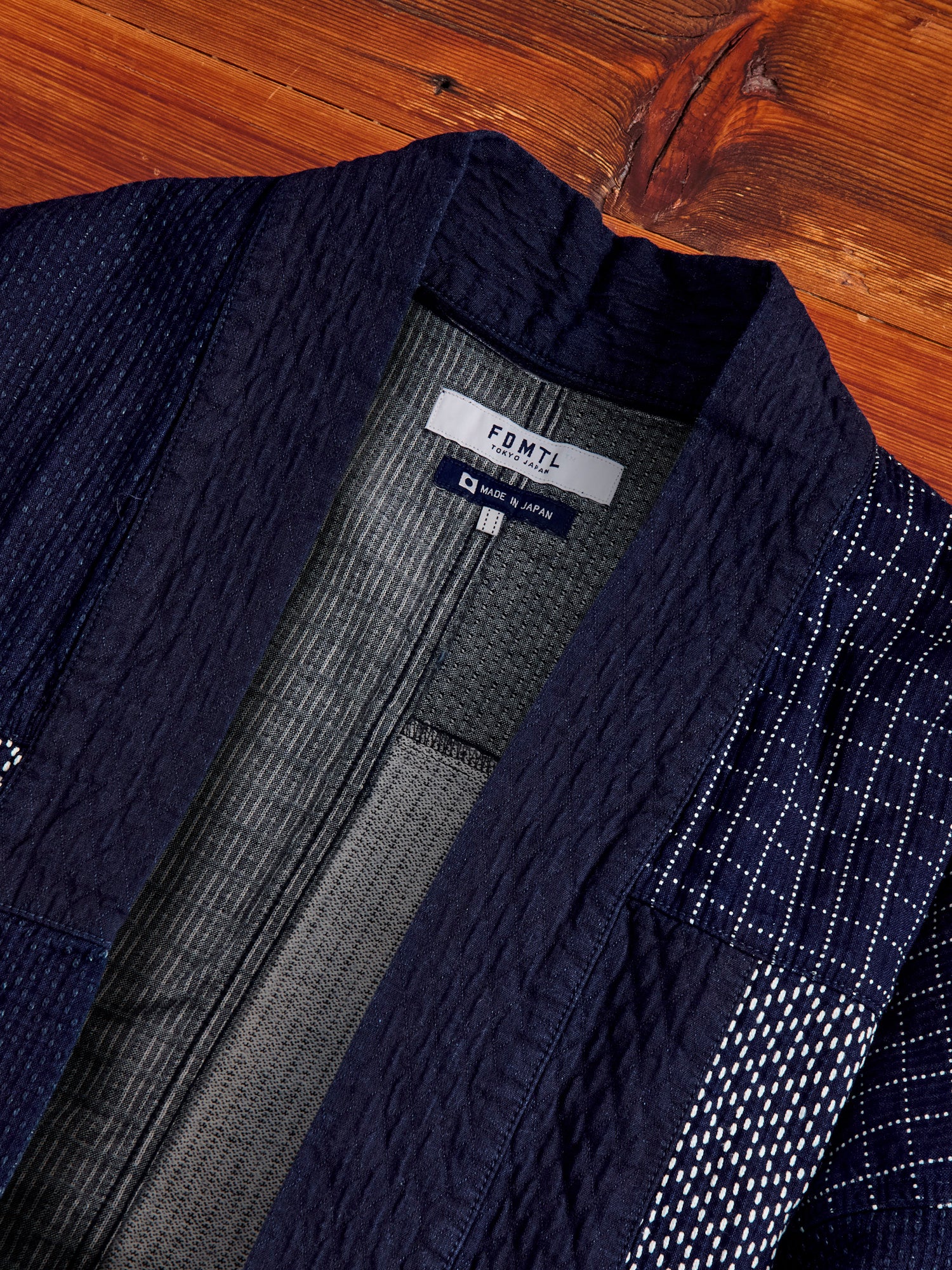 JK41R Patchwork Haori Jacket in Indigo Rinse - Image 3