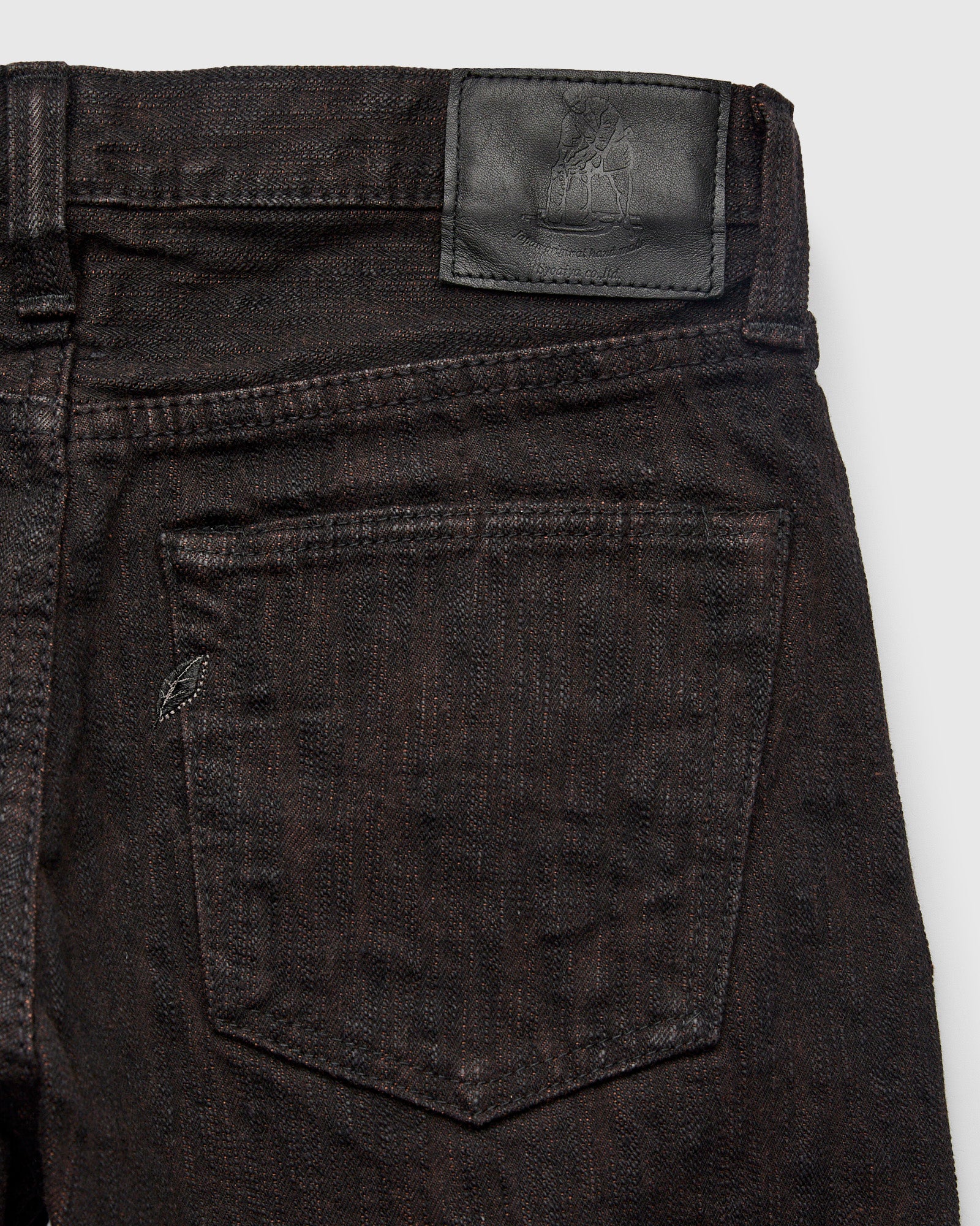 PER-EX-019-BK "Black x Persimmon Extra Slub" 15oz Rinsed Selvedge Denim - Relaxed Tapered Fit - Image 4