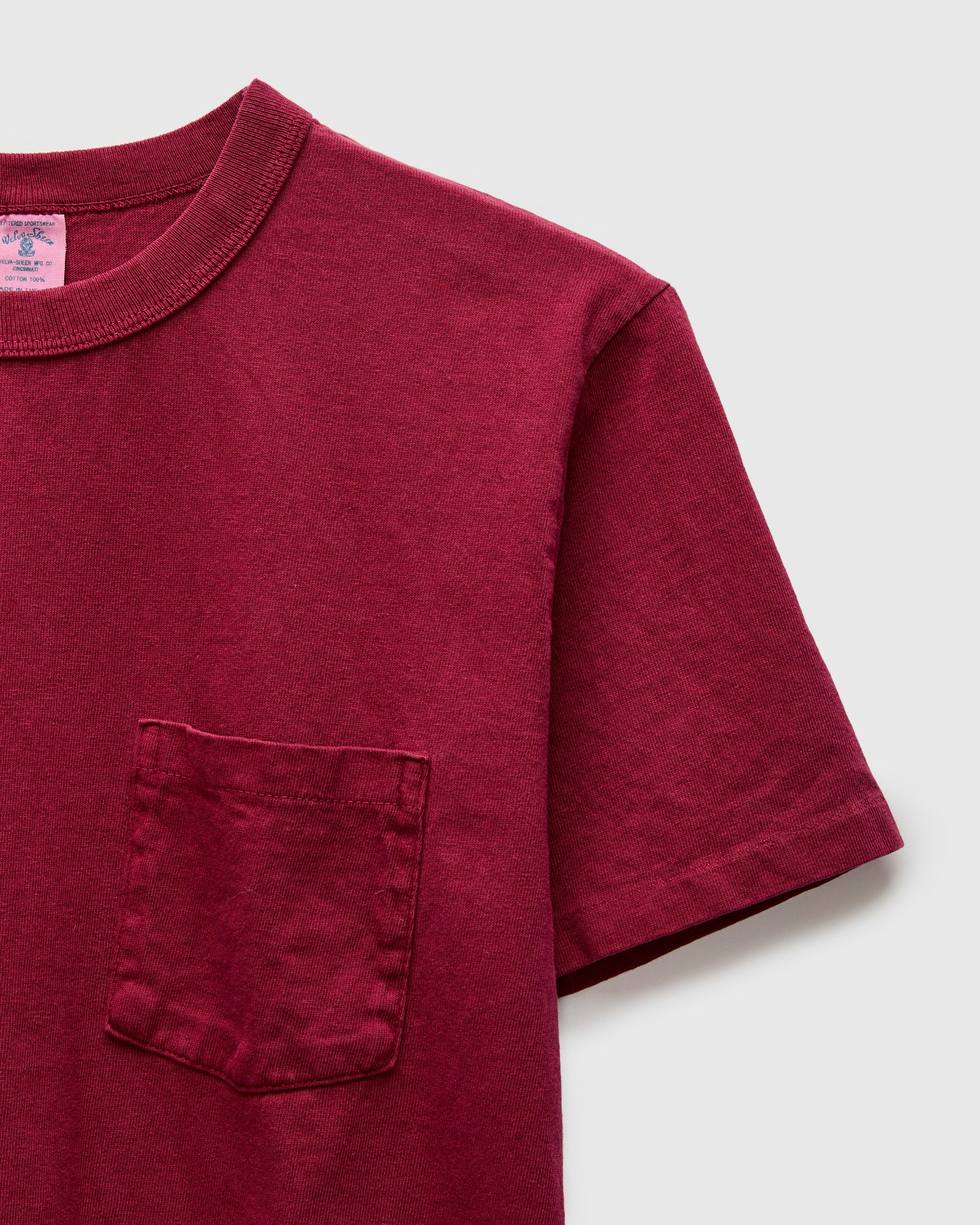 Pigment Dyed Pocket Tee in Burgundy - Image 3