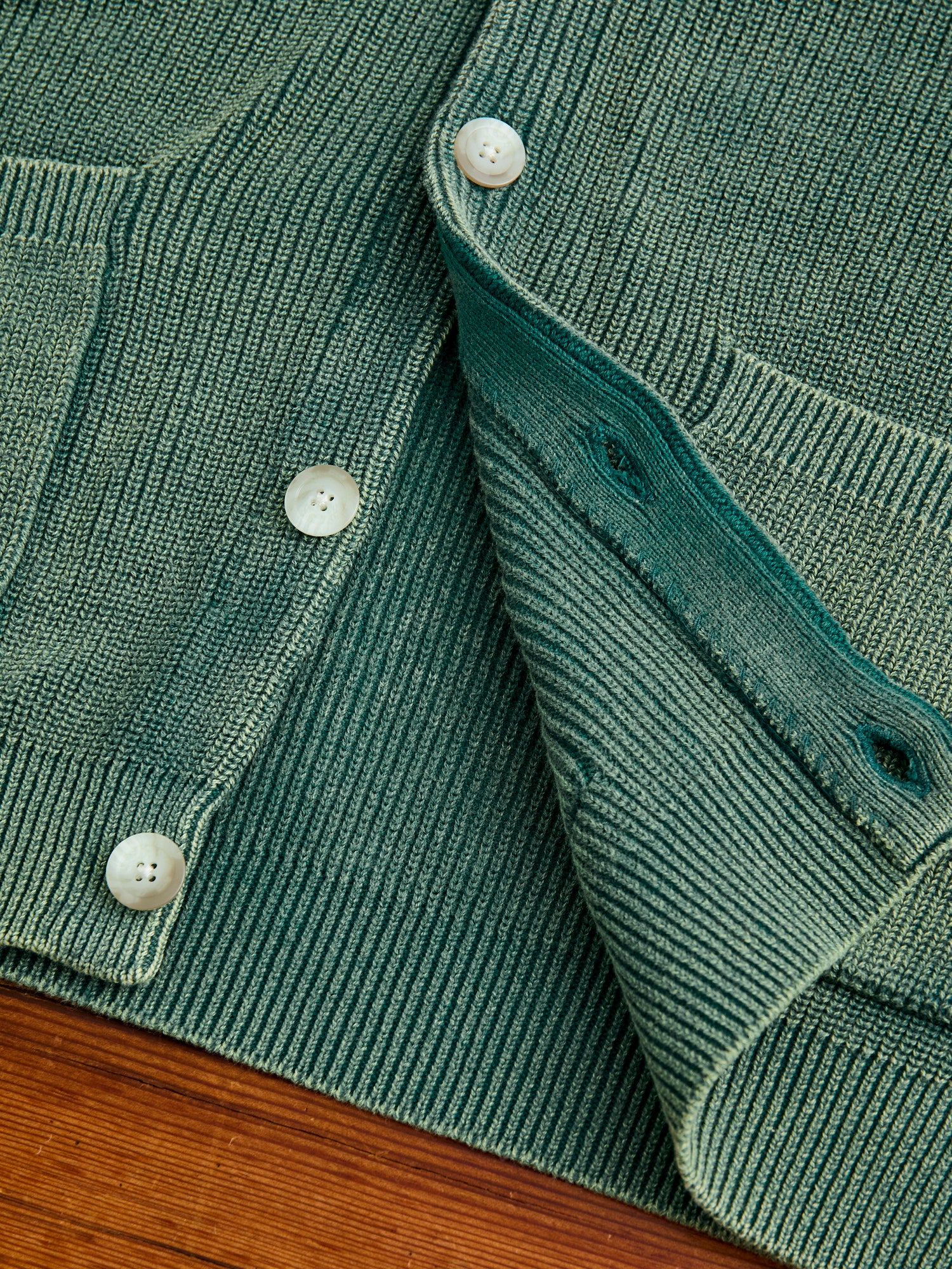 Pigment Dye Summer Cardigan in Faded Green - Image 7