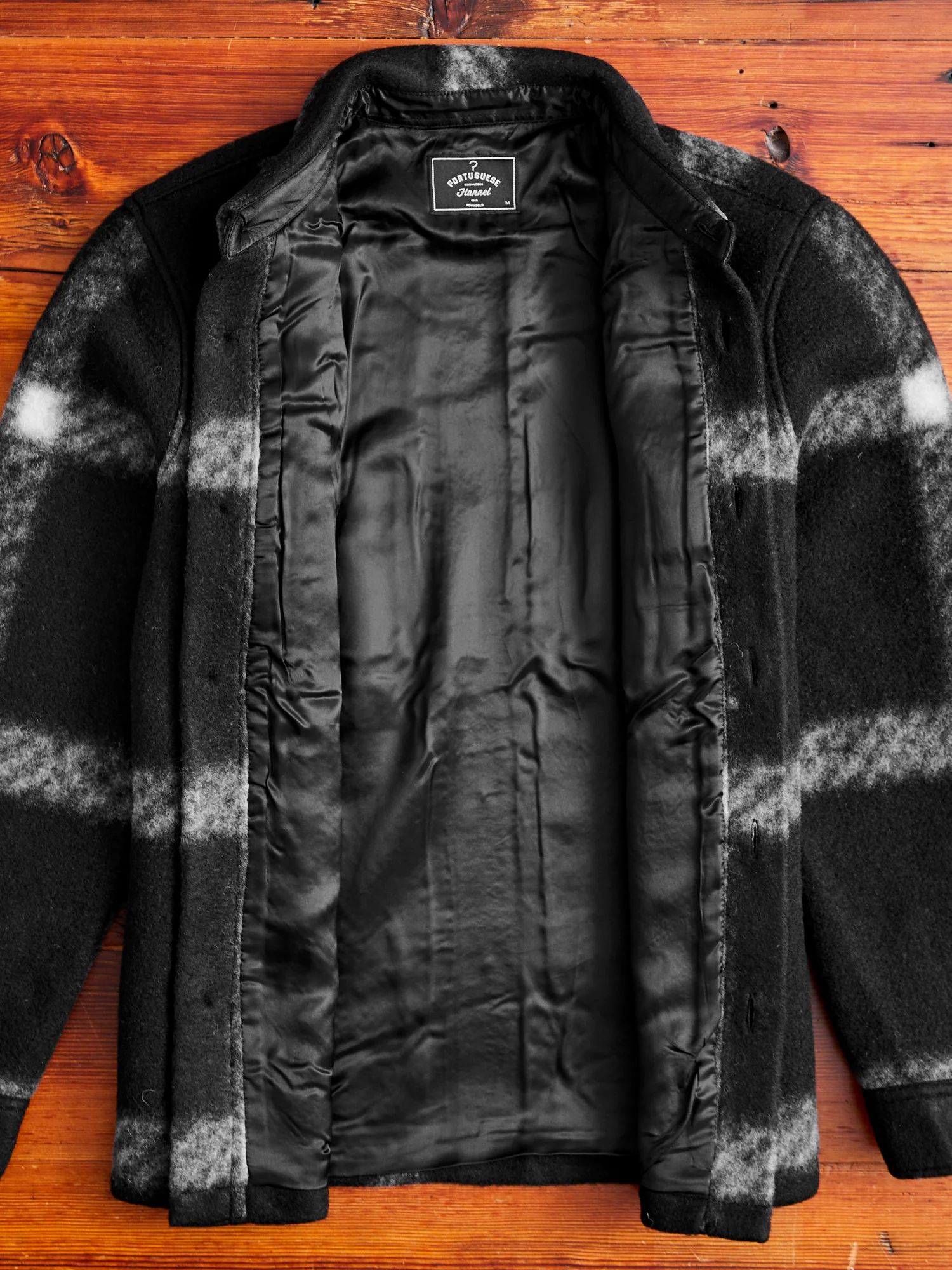 Plaid Fleece Overshirt in Black - Image 5