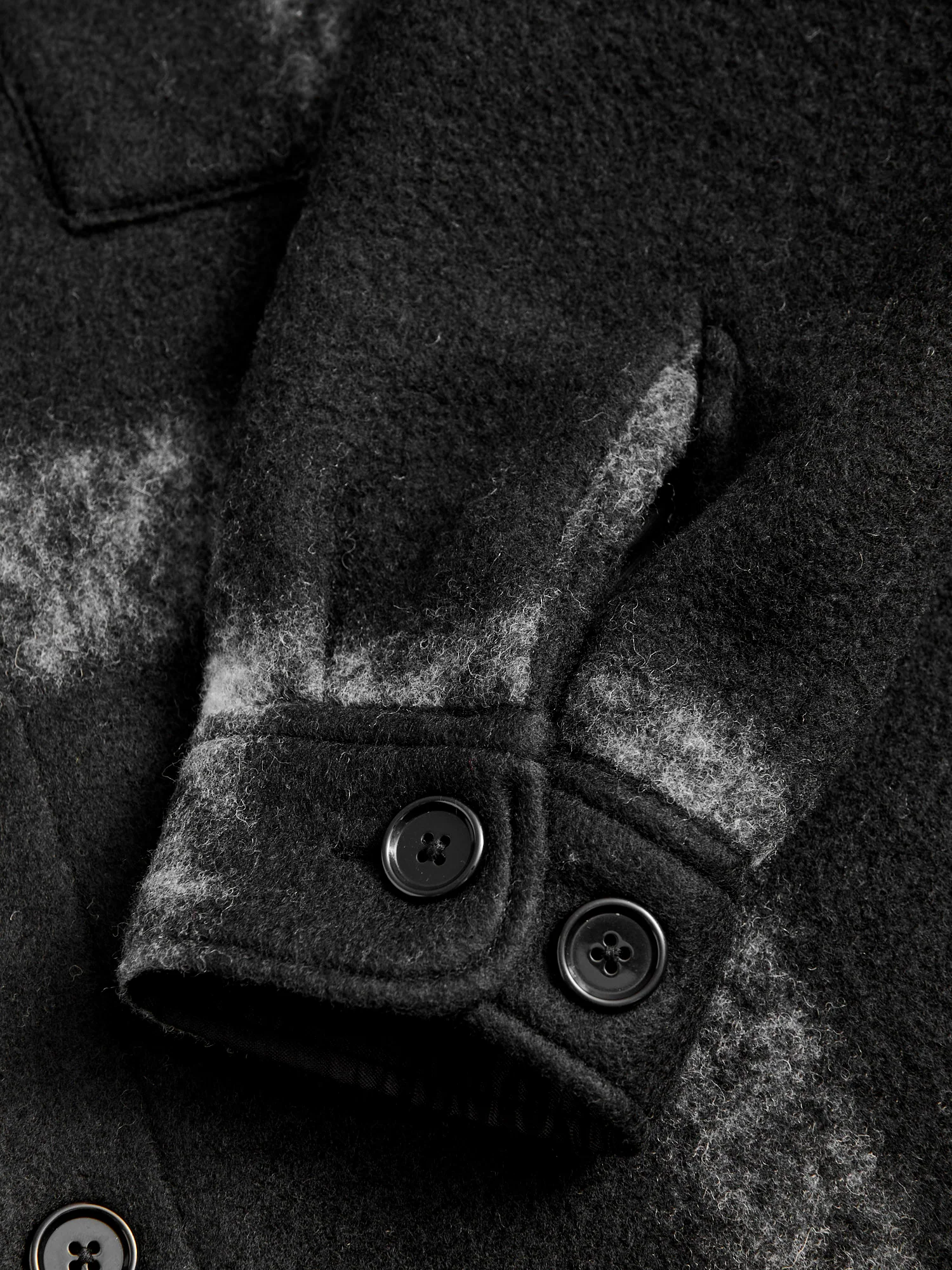 Plaid Fleece Overshirt in Black - Image 7