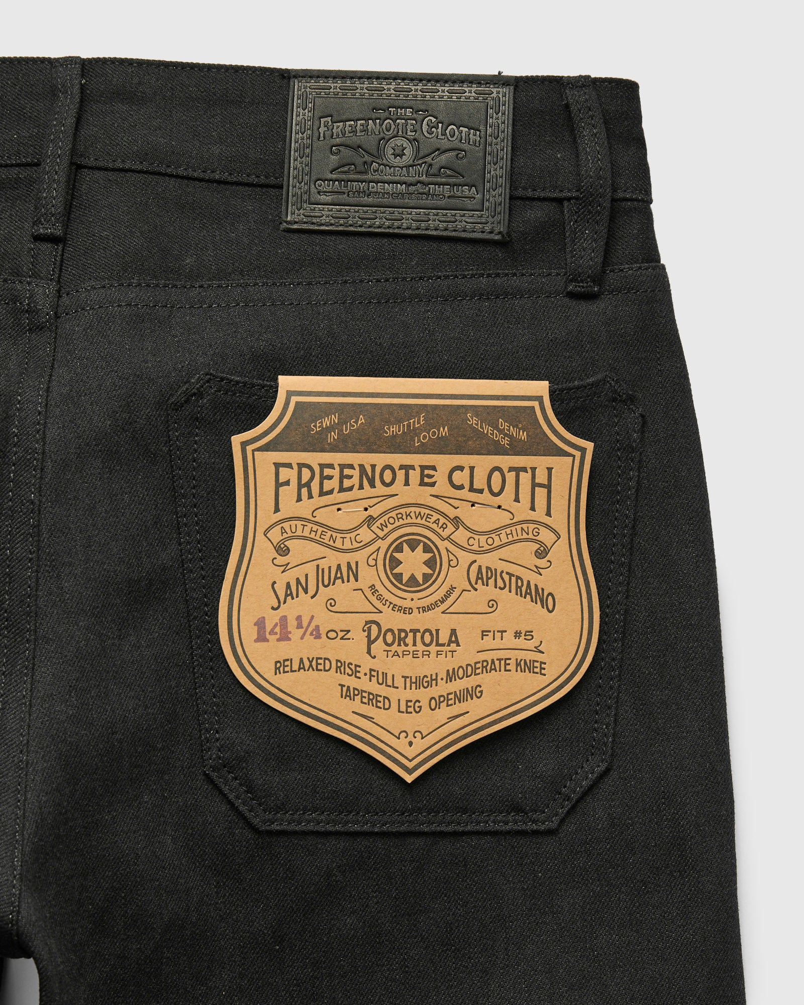 "Portola" 14.25oz Black Grey Selvedge Denim - Tapered Fit - Image 4