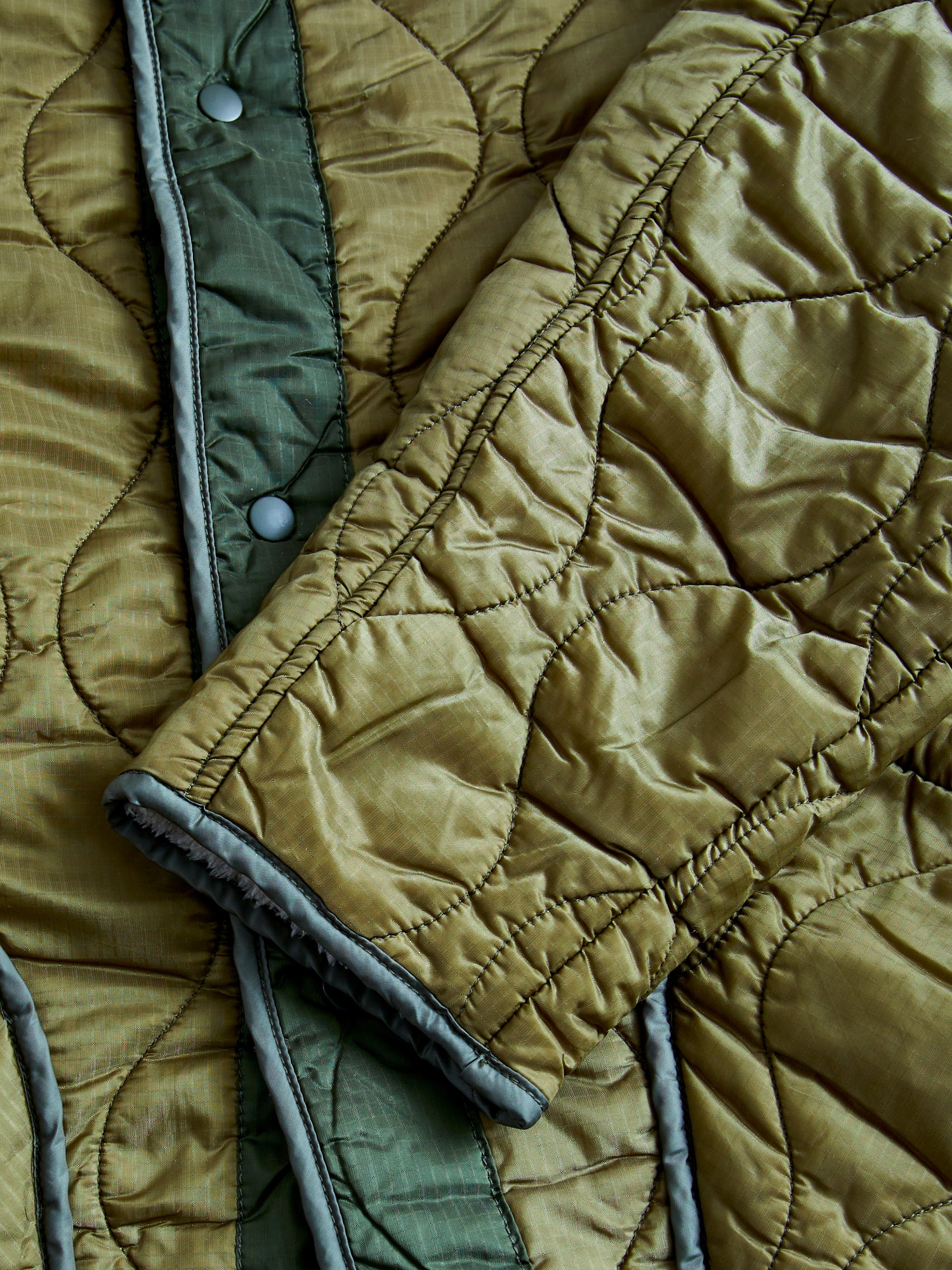 Quilted Boa Liner Jacket in Khaki - Image 5
