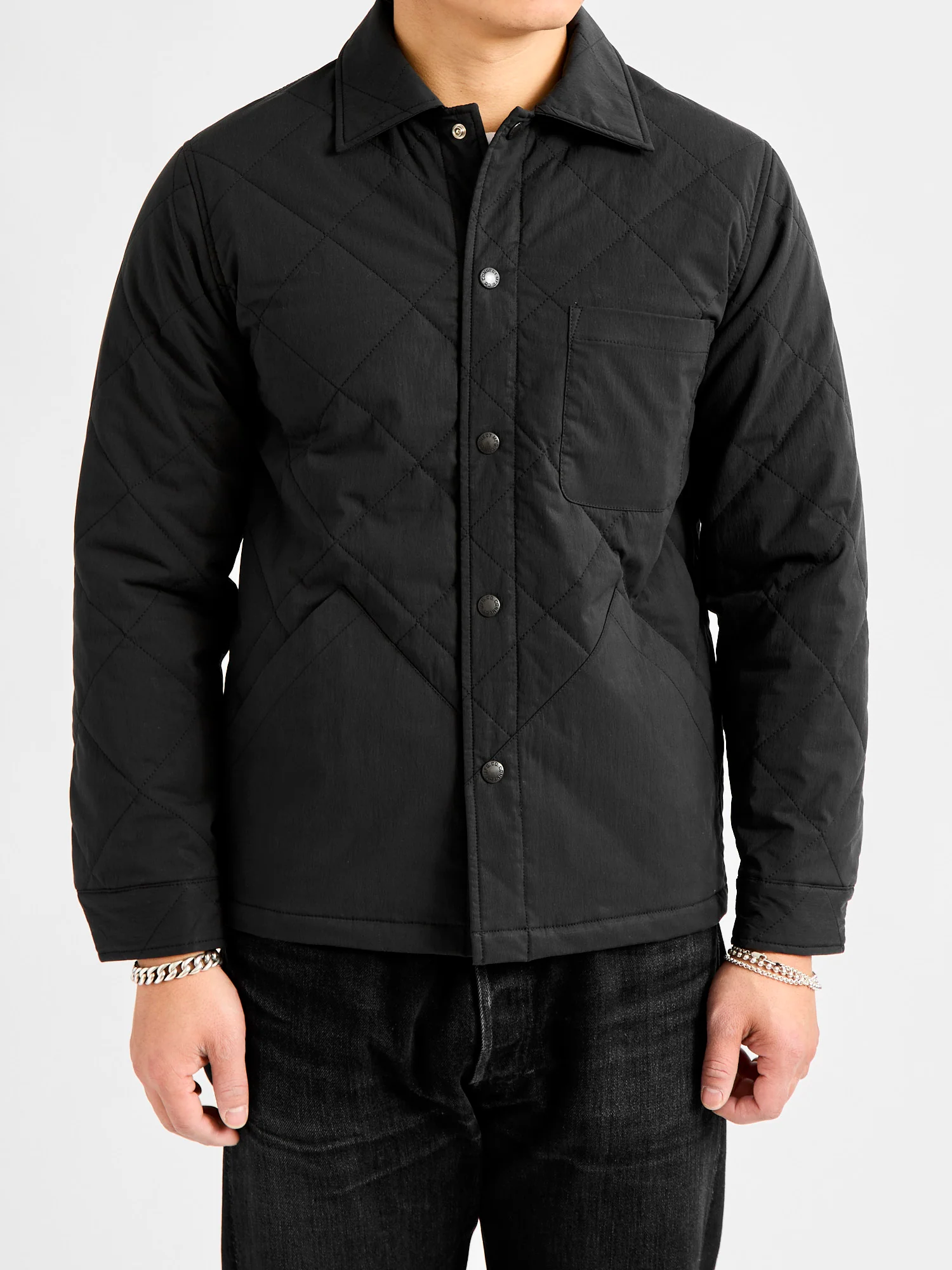 Quilted Overshirt Jacket in Black - Image 2