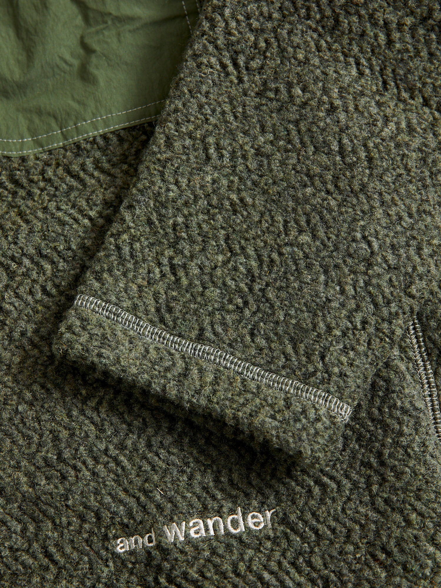 Recycled Wool Jacquard Zip Jacket in Khaki - Image 9