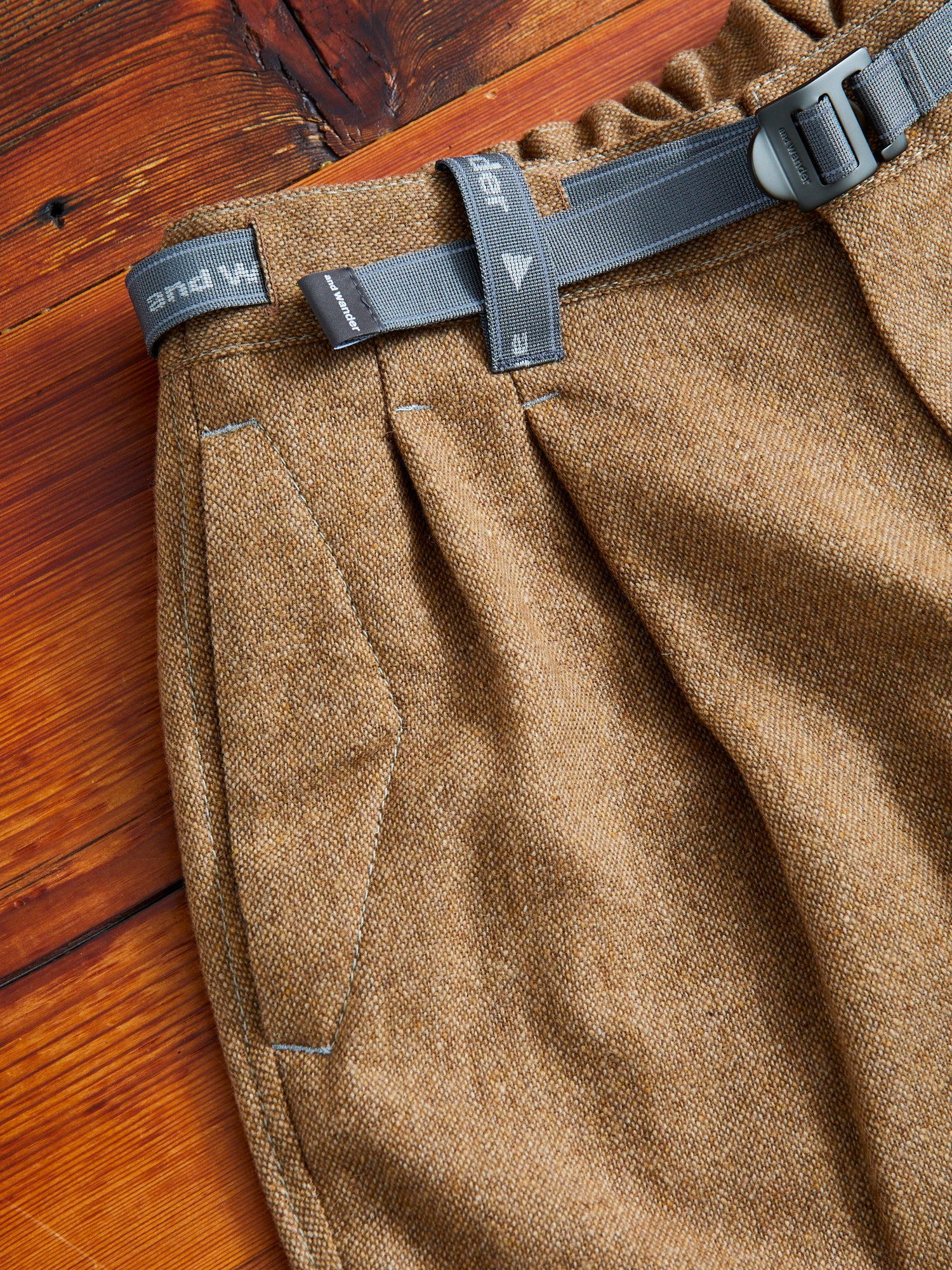 Recycled Wool Tweed Tapered Pants in Beige - Image 4