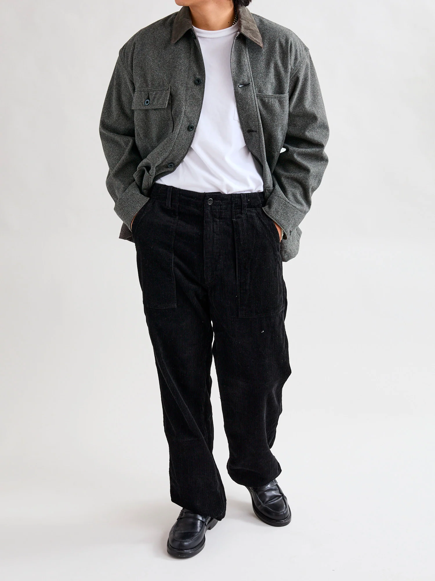Relaxed Fit Oxford Coverall in Brown Herringbone - Image 12