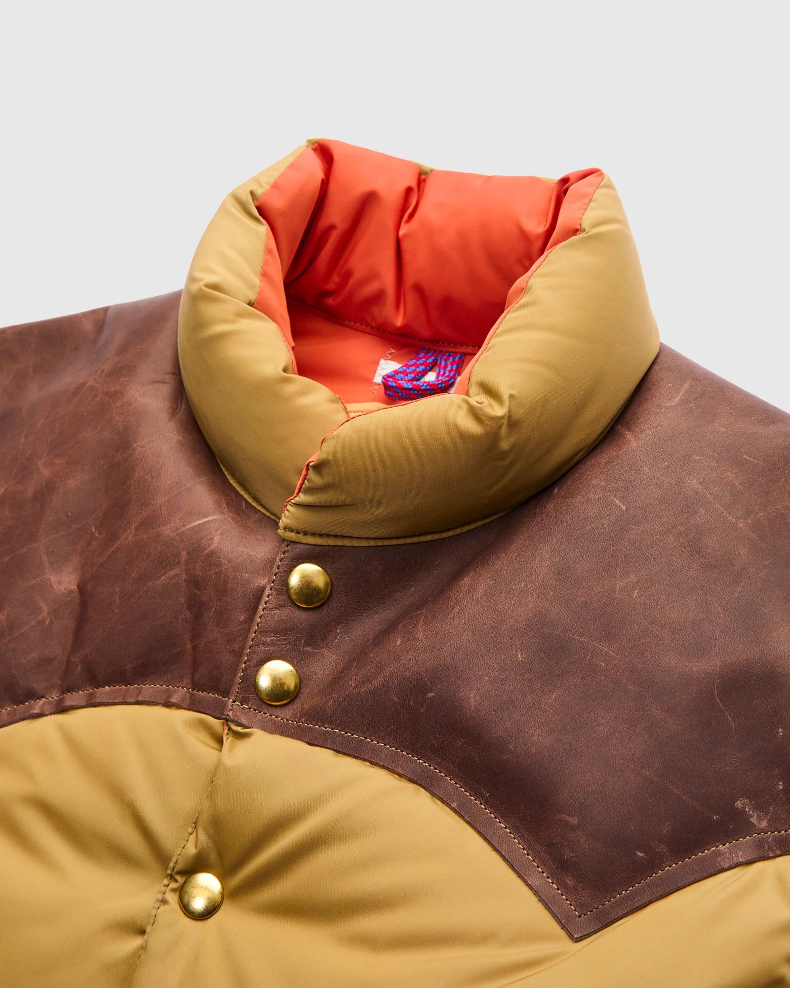 Rocky Mountain Featherbed x Warehouse Nylon Down Vest in Camel - Image 4