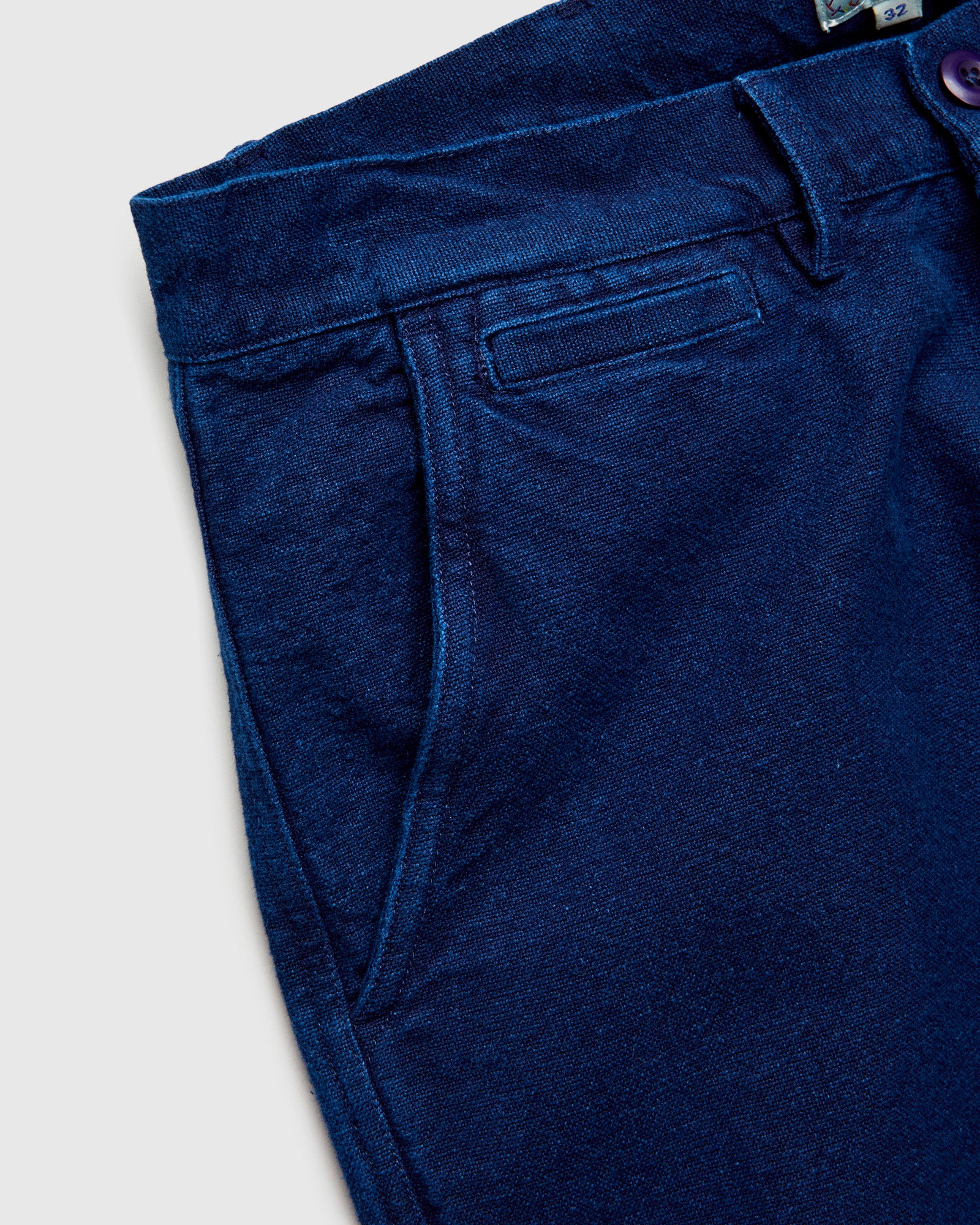 Rustic Plainweave Flat Front Chino in Indigo - Image 6