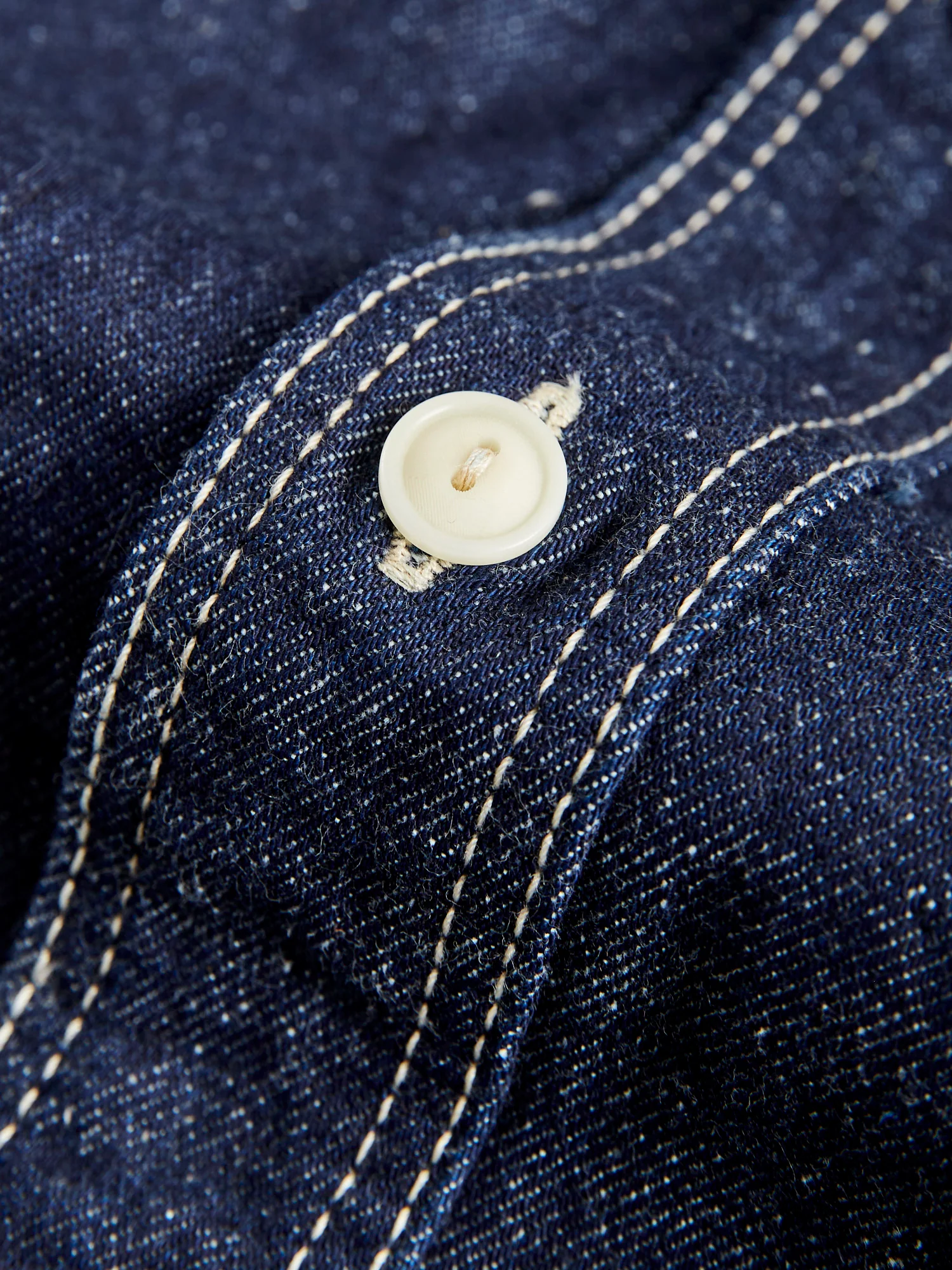 "Samurai Cotton" 10oz Denim Work Shirt in Indigo - Image 6