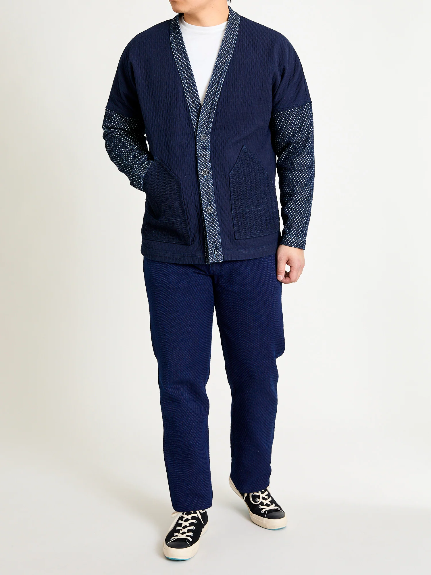 Sashiko Cardigan in Indigo Rinse - Image 9