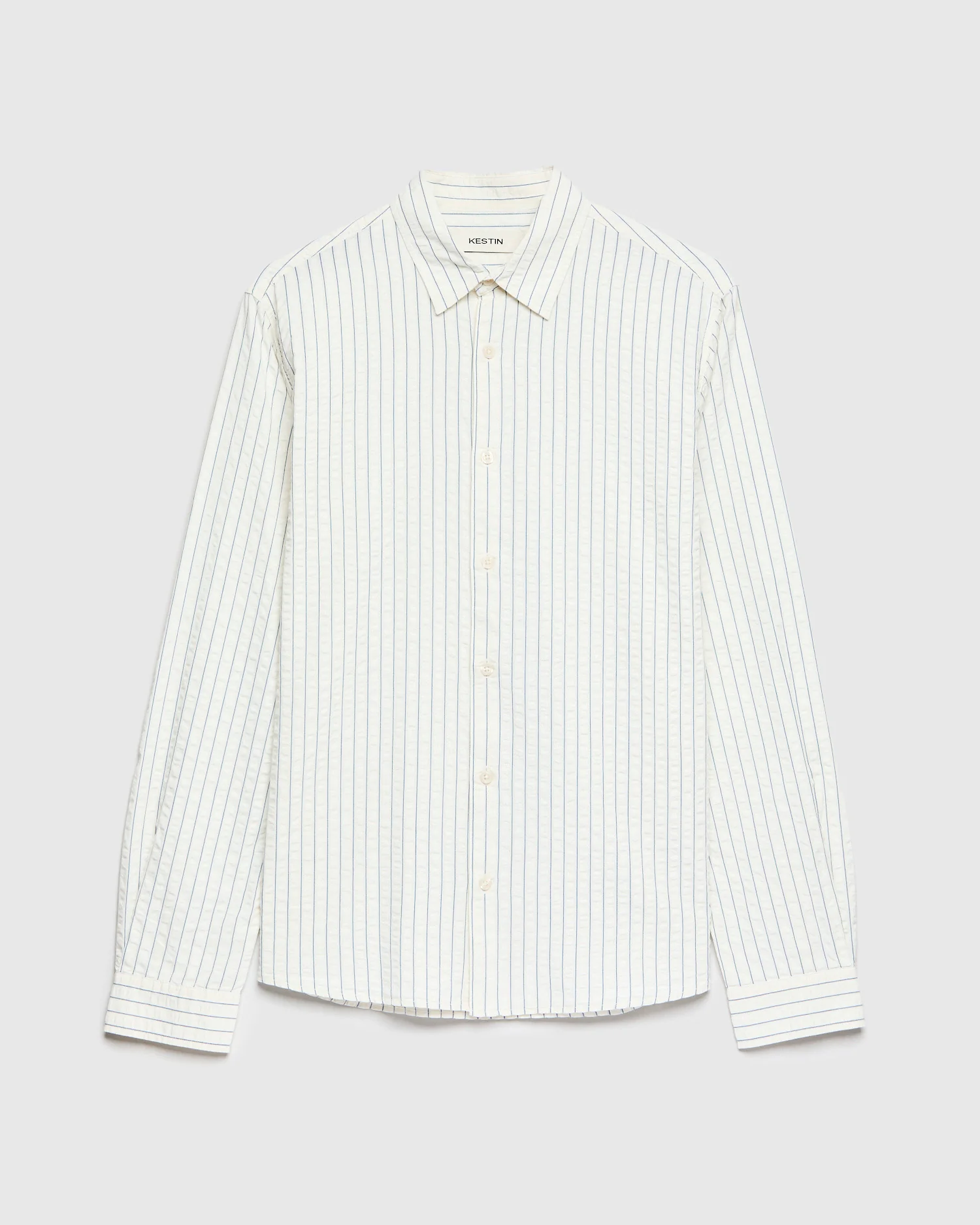 Seersucker Dirleton Shirt in Blue White Stripe
