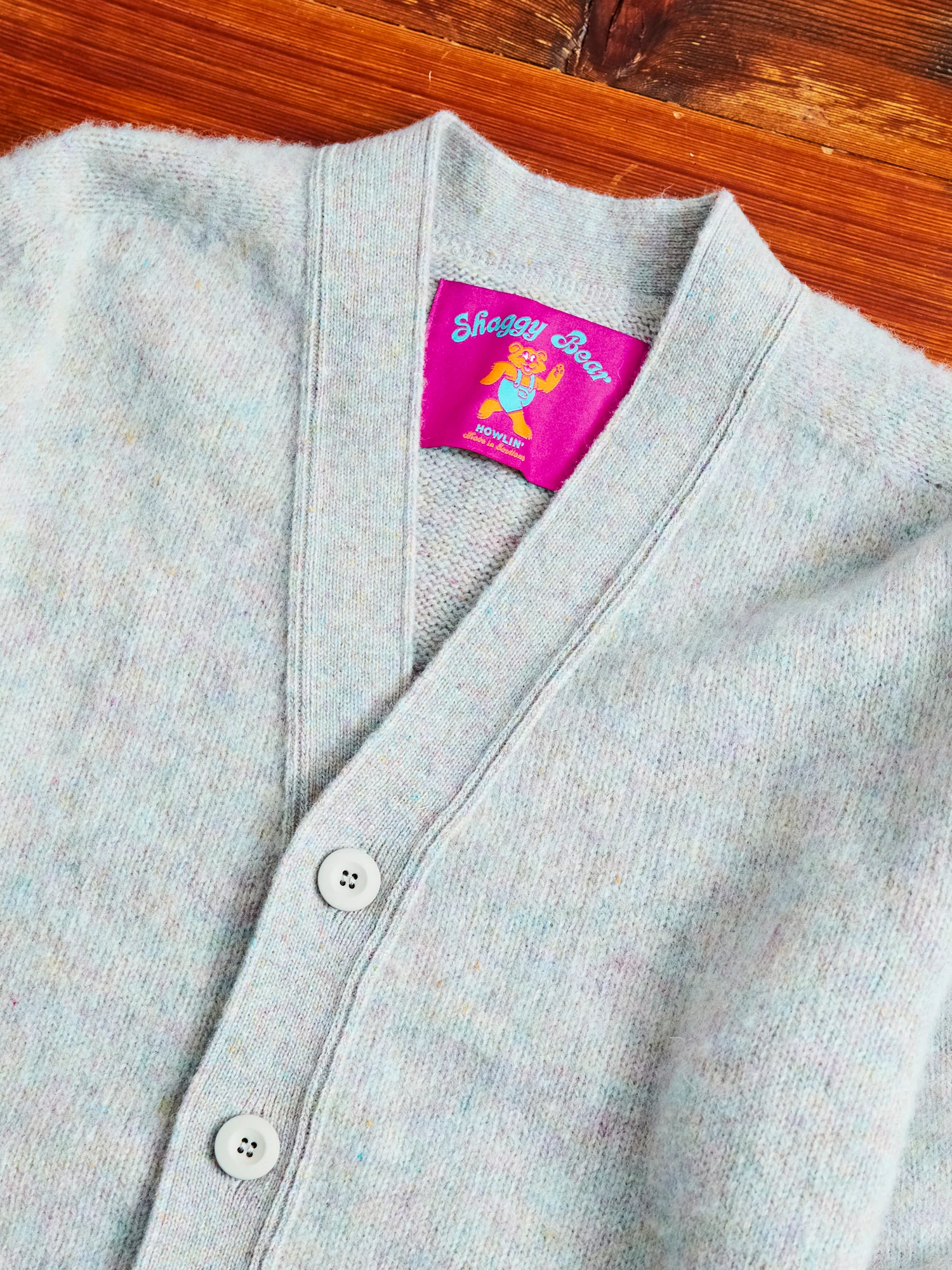 "Shaggy Bear" Wool Cardigan in Galaxy - Image 3