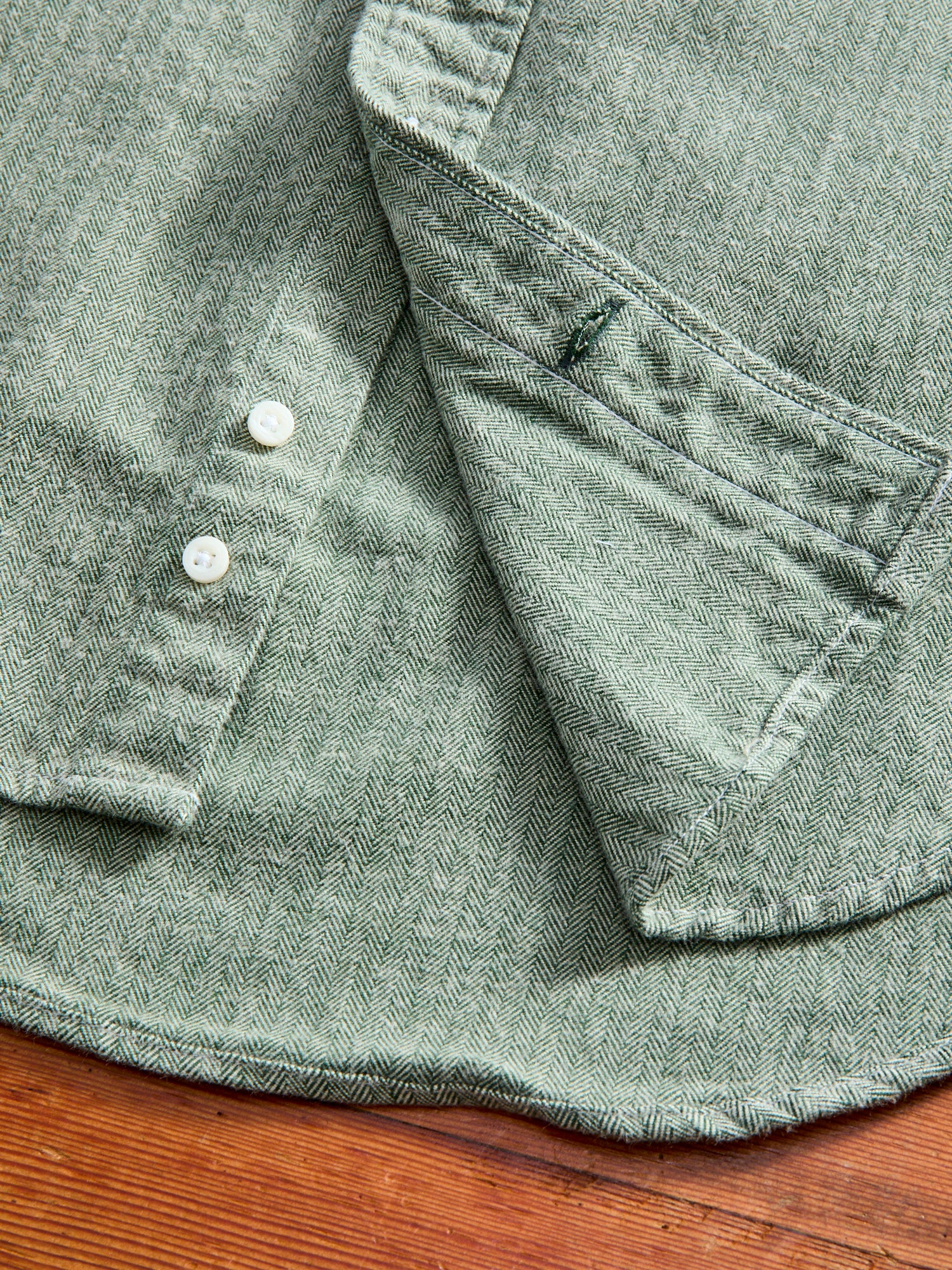 Shetland Herringbone Flannel in Basil - Image 7