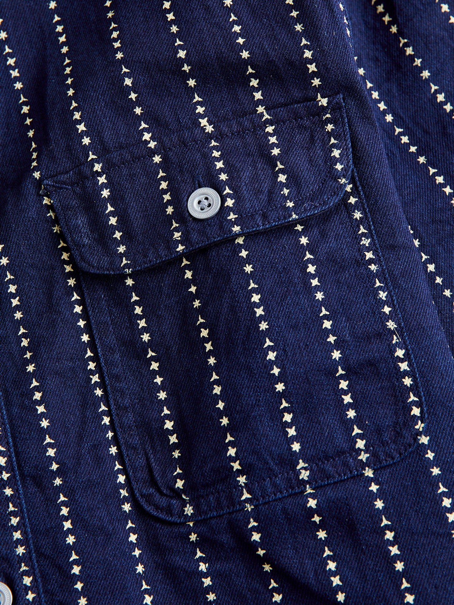 Shuriken Wabash Stripe Work Shirt in Indigo Black - Image 4