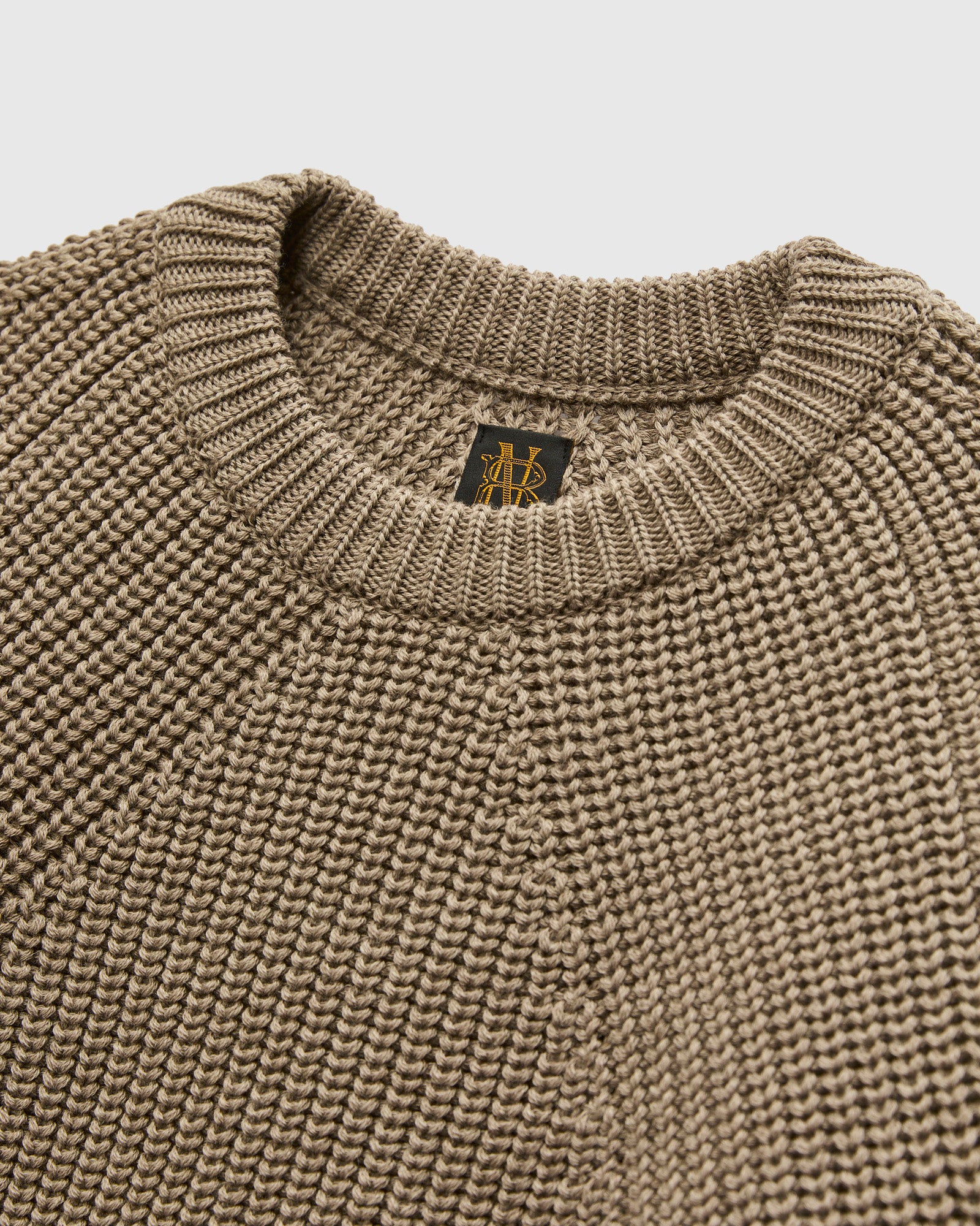 Signature Knit Wool Crewneck in Melange Brown - Image 4